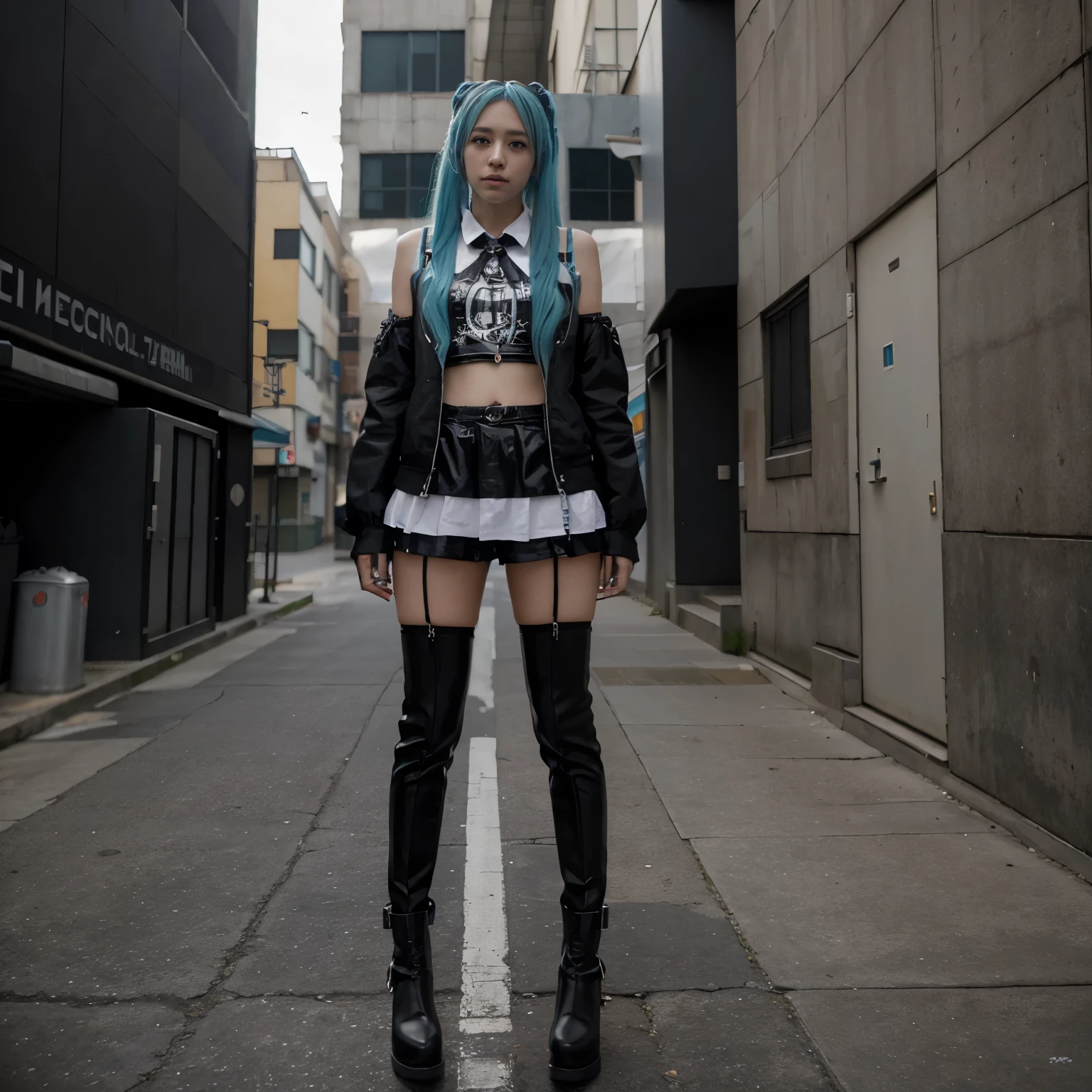 Hatsune miku, grades pechos, fumar, ropa sexy, pecho descubierto, botas negras, black metal, anime