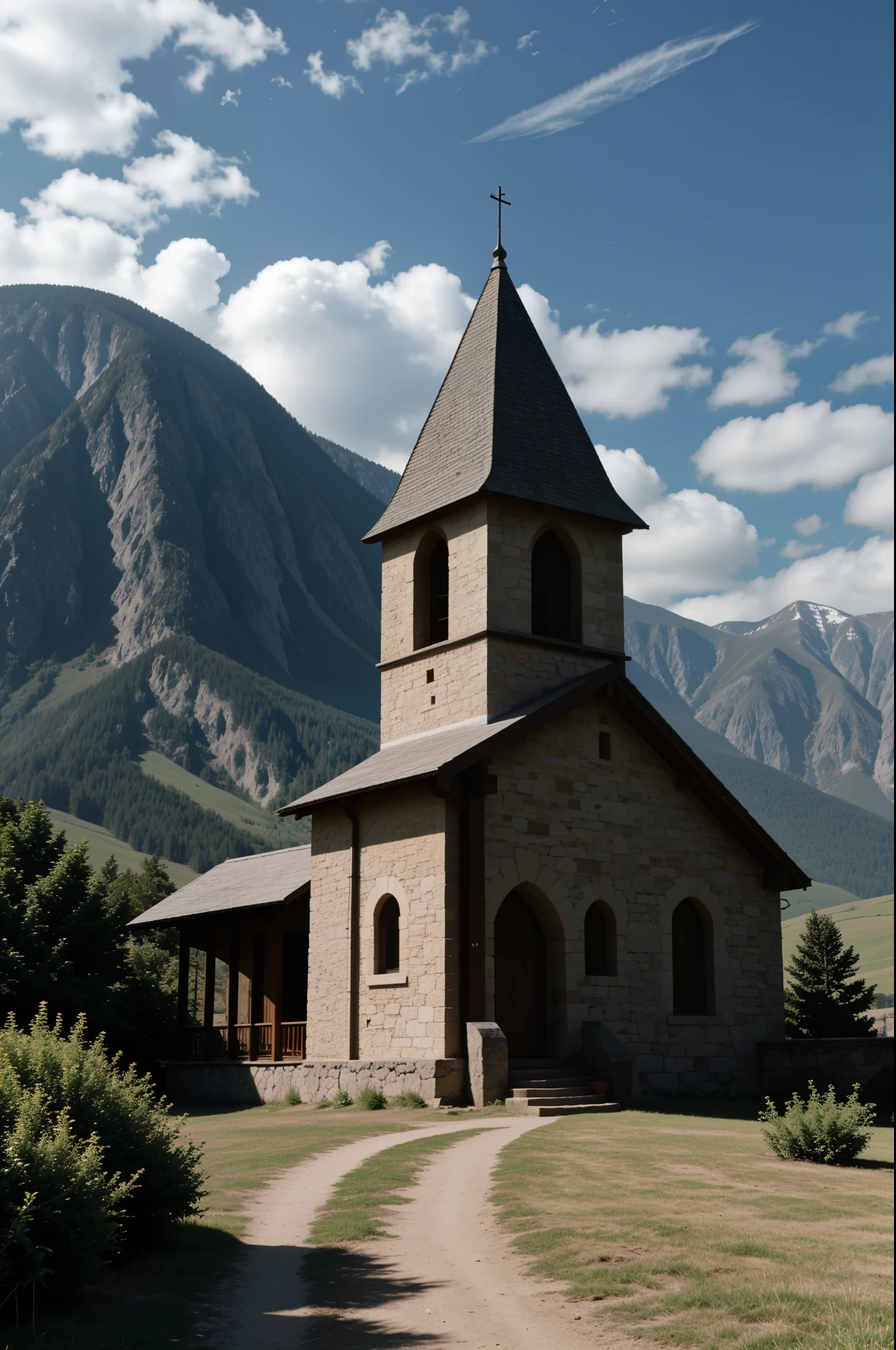 CinnamonBunStyle Church on the top of the mountain, en el cielo, tendencia en artstation, (obra maestra:1.3) (Mejor calidad:1.2) (alta calidad:1.1)