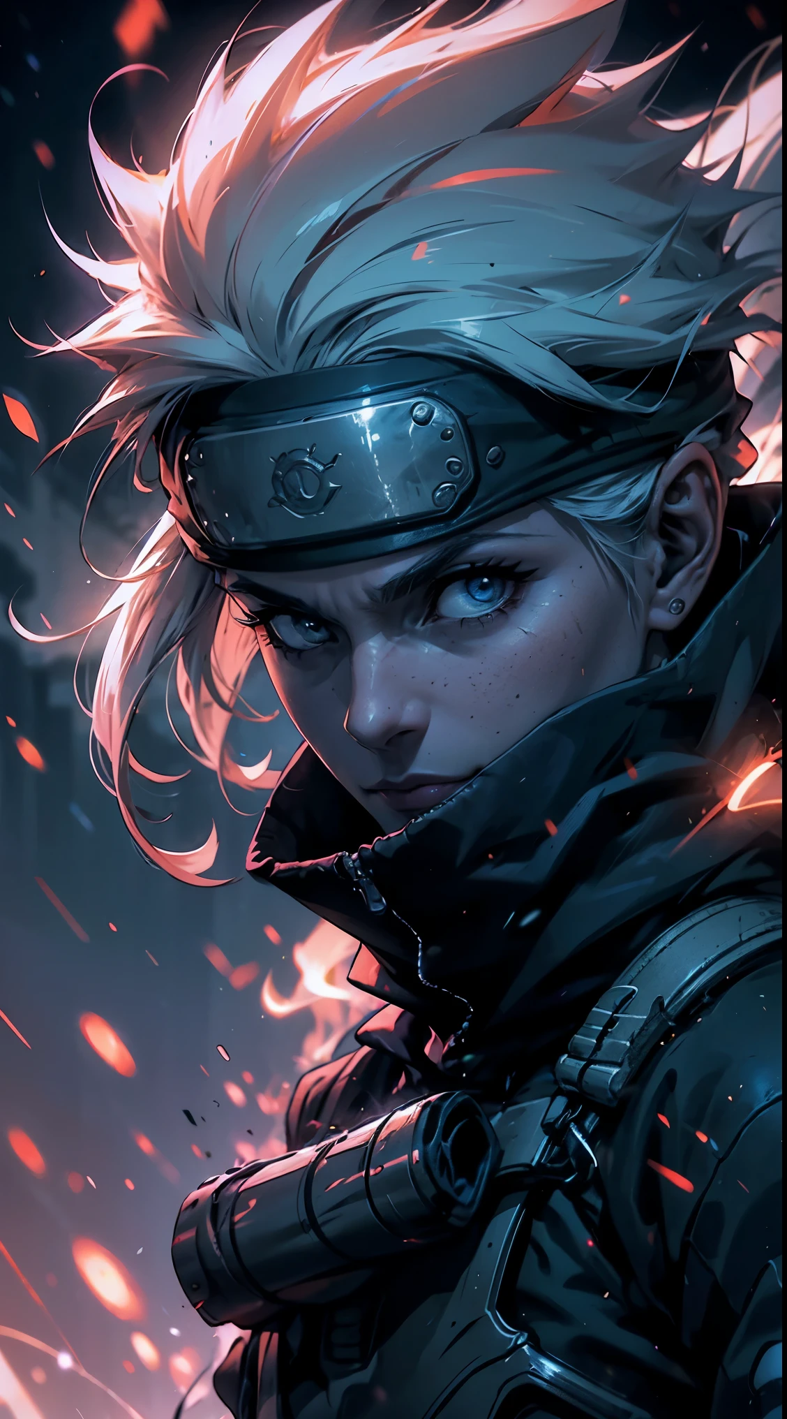 obra maestra, Mejor calidad, obra maestra, calidad divina, arte divino, Cara muy detallada, Muy realista, de cerca, solo cara, lindo, ojos grandes, long eyelashes, neon hair, neon lighting, neon eyes, neon sun, neon moon, neon theme, cielo estrellado, estrellas en el fondo, halo brillante,