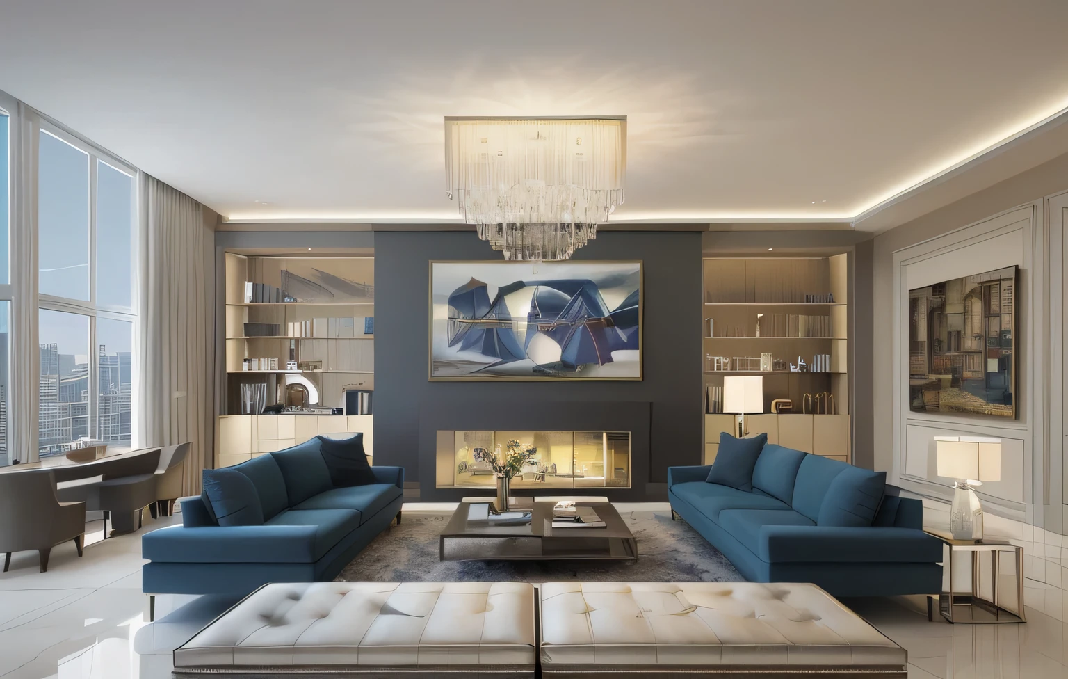 living room interior, dynamic lighting, twilight background, photoshop, interior architecture, interior architecture, interior architecture, interior architecture, interior architecture, interior architecture, interior architecture, interior architecture, interior architecture, interior architecture, modern, modern, Hyperrealism, Futurism, high detail, Contemporary art, reflection light, blending, Fujicolor, bloom, masterpiece, high quality, best quality, award winning, dynamic range, 360° angel
