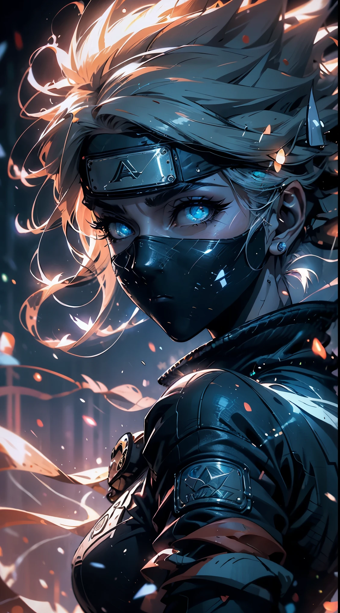 obra maestra, Mejor calidad, obra maestra, calidad divina, arte divino, Cara muy detallada, Muy realista, de cerca, solo cara, lindo, ojos grandes, long eyelashes, neon hair, neon lighting, neon eyes, neon sun, neon moon, neon theme, cielo estrellado, estrellas en el fondo, halo brillante,