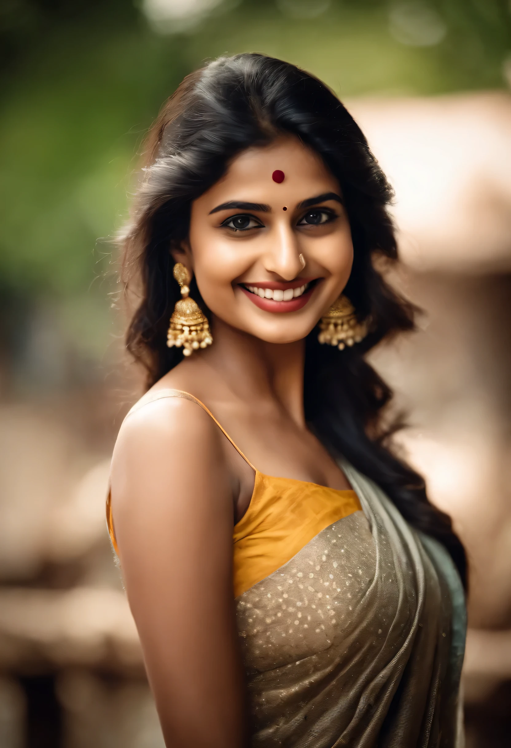 A hot figure indian beautiful girl having cute smile.