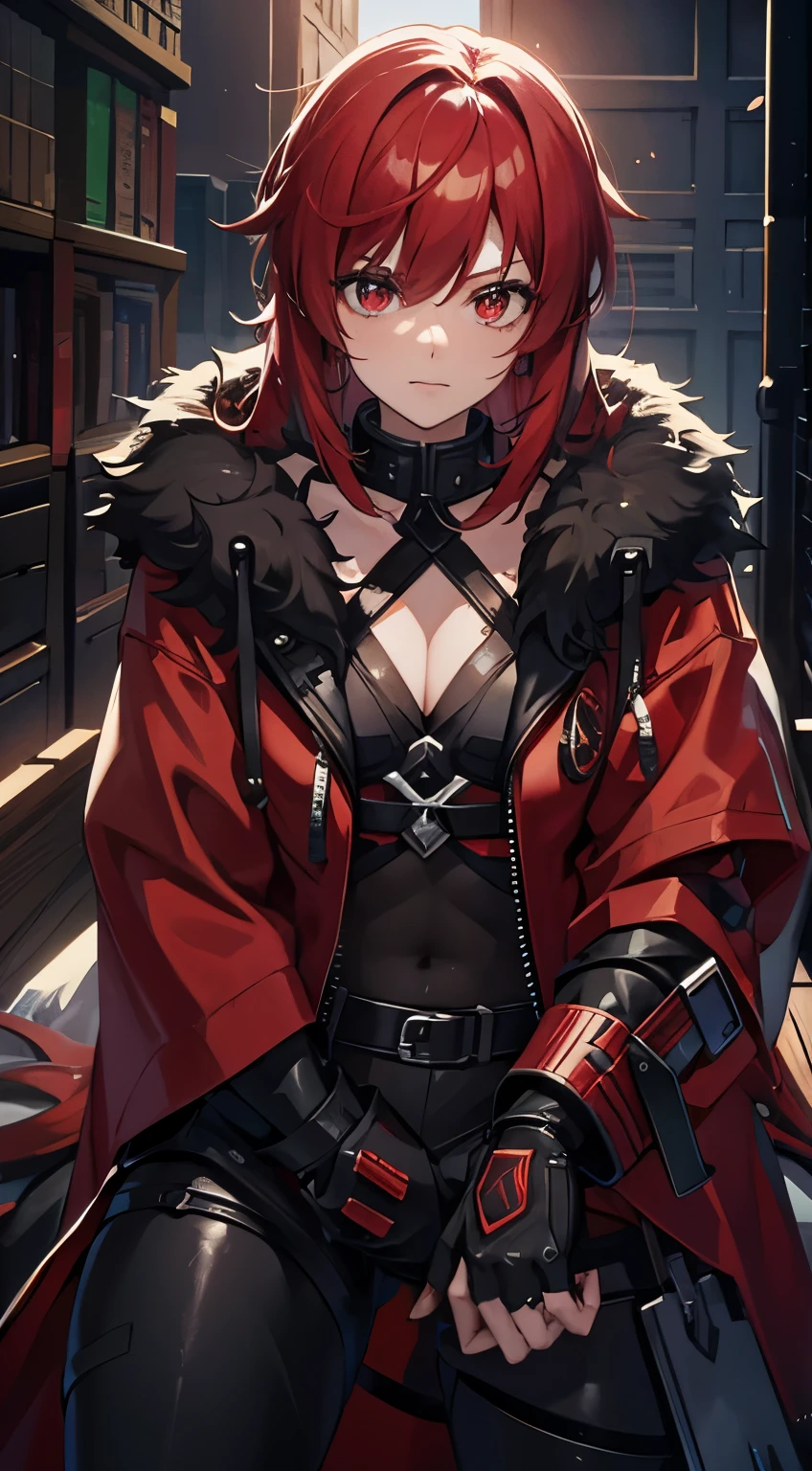 Scarlet Hair, Red Eyes, Katana, pistol, Man, 8K, Fate Grand order, man with a scar above his eye