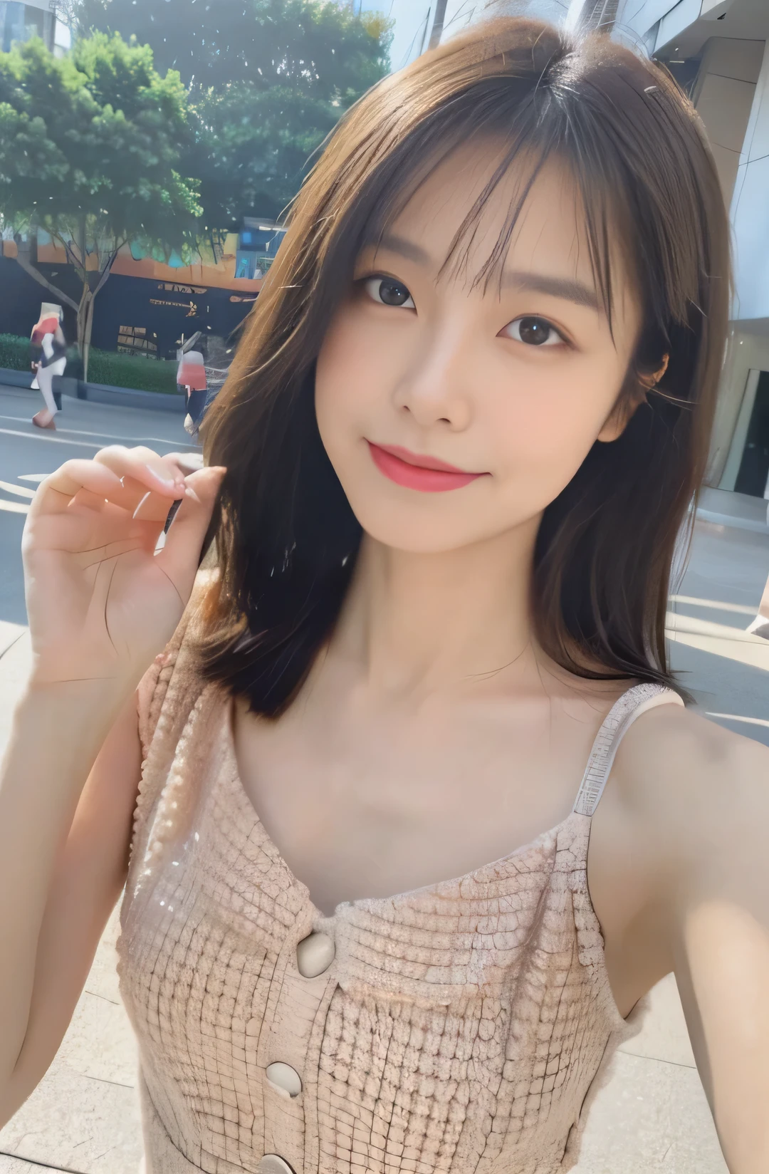 ((highest quality, 8K, masterpiece:1.3)), concentrate: 1.2, perfect body beauty: 1.4, buttocks: 1.2, ((hairstyle random, clavicle: 1.2)), (short skirt: 1.1) , (rain, street:1.3), Highly detailed face and skin texture, fine eyes, double eyelid, whitened skin, long hair, smile, long legs: 1.5, whole body: 1.5, Best proportions with 4 fingers and 1 thumb, smile, facial texture: 1.3, sunlight, summer, clavicle, beautiful eyes, real face, real skin, realistic face, realistic skin, fine eyes, detailed faceの特徴, Detailed features of clothing, detailed face, tight, tight, pure girl dress up: 1.4, background park: 1.5
