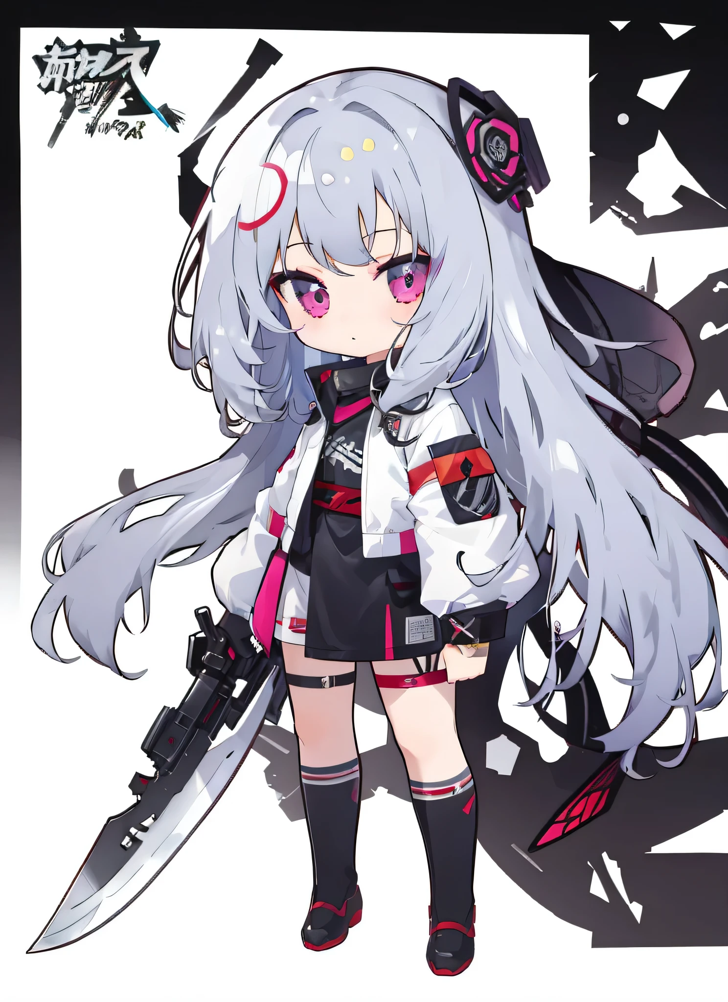 ((Highest quality)), ((masterpiece)), (detailed), a japanese drawing girl in a black swimsuit top and hoodie and panties, 1girl, swimsuit, 比基尼, 独奏, water, navel, black 比基尼, jacket, open jacket, multicolored hair, full body, thigh strap, long hair, looking at viewer, hands in pockets, horns, twintails, barefoot, string 比基尼, hooded jacket, hood, pink eyes, black jacket, breasts, tail, open clothes