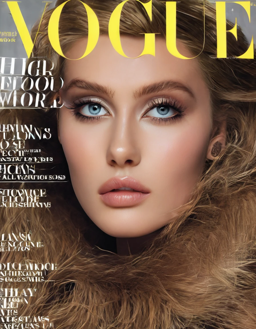 Magazine Cover, aesthetic, Vogue, best quality,ultra-detailed,beautiful detailed eyes,beautiful detailed lips,extremely detailed eyes and face,longeyelashes,portrait,hair blowing in the wind,high fashion,stylish outfit,Vogue logo,high contrast,glamorous lighting,shallow depth of field,editorial style,studio photography,cityscape background,fashion model,confident pose,striking composition,vibrant colors,sophisticated elegance,sleek and modern aesthetic