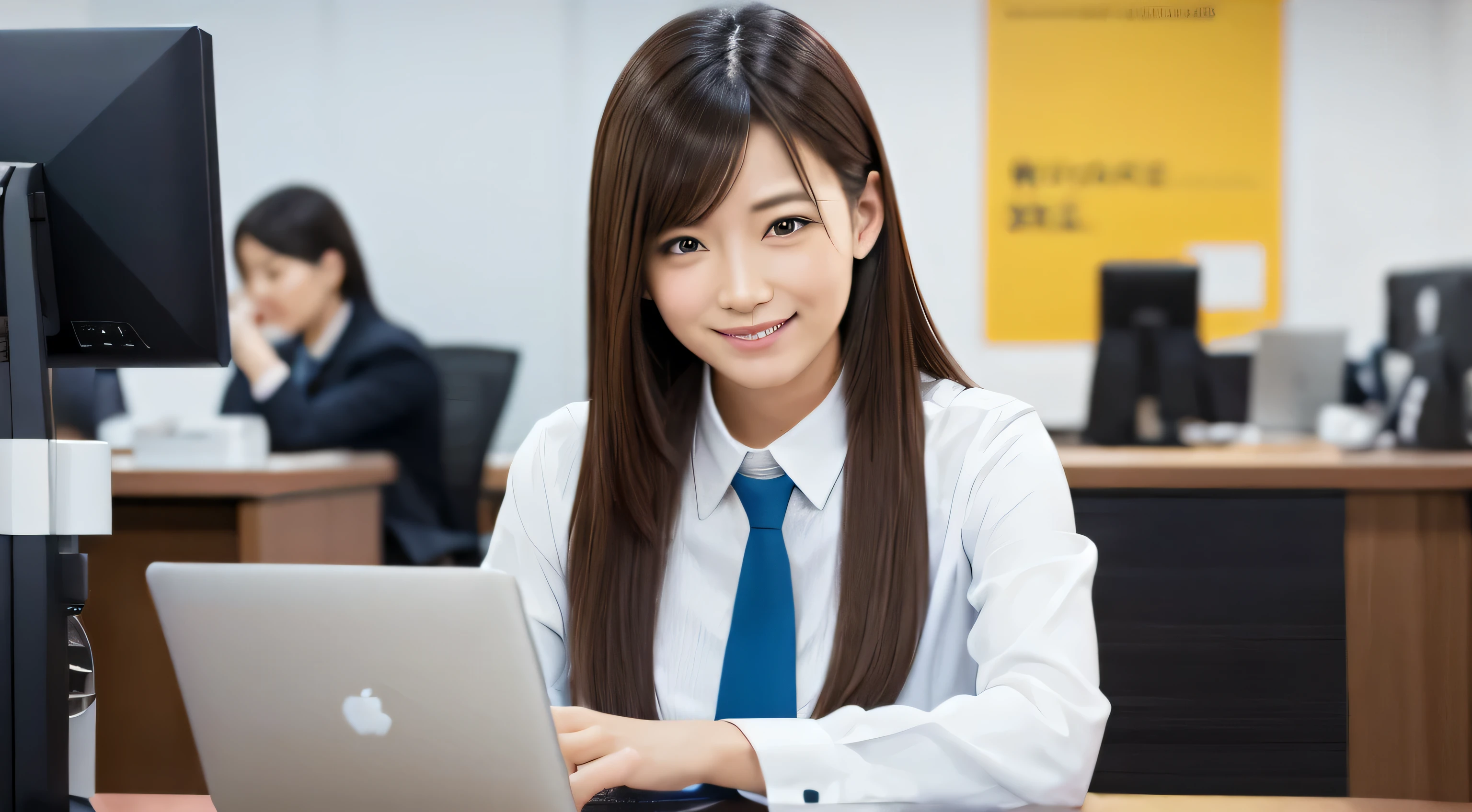 work,suits,solo, a cute women, smile, office space, stand up