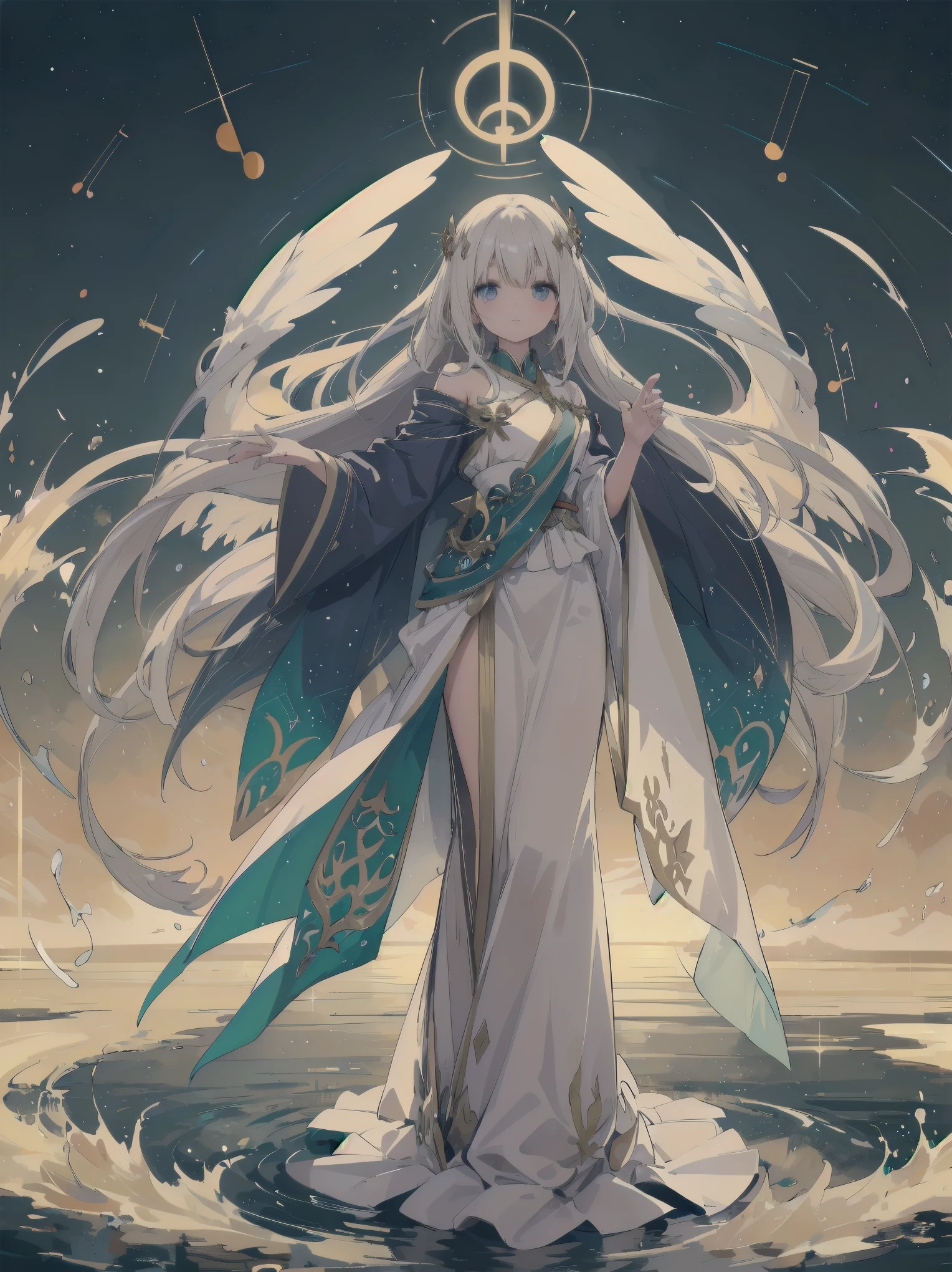 In this world, the inhabitants are all dressed in flowing, elegant robes that seem to shimmer and shine in the light. They move about with grace and precision, their movements seemingly choreographed to the rhythm of the celestial music that fills the air. The atmosphere is one of peace and tranquility, as if all worries and cares have been left behind in the mortal realm.
