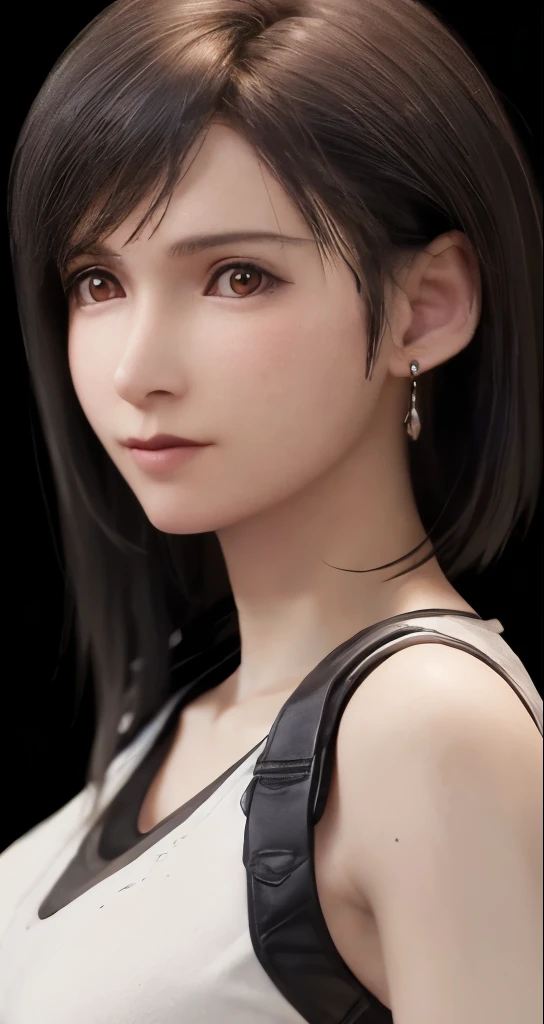 (photograph:1.2)、(photorealistic:1.3)、(masterpiece:1.3)、(Highest image quality:1.4)、超High resolution、(detailed eyes)、(detailed facial features)、(Detailed garment features)、8K resolution、solo focus、30 year old mature woman、small face、No makeup、detailed beauty eyes、bangs、dark brown hair、short cut hair、(realistic skin)、beautiful skin、Charm、超High resolution、Super realistic、High resolution、Camisa Blanca Aberta、middle shake、small breasts、bust B cup、、cool beauty、gray background、