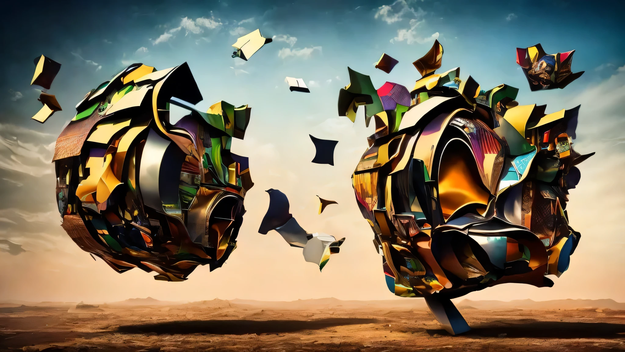 hyper-realistic hyper-surreal amalgam of flat Dada torn bizarre images printed with other flat torn surreal body embedded images built-in glued above and below, Dada style, Super-detailed, Studio Quality, 48k / HD, Normal Contrast, hyper Realistic Shadows, octane Rendering, Sharp Focus