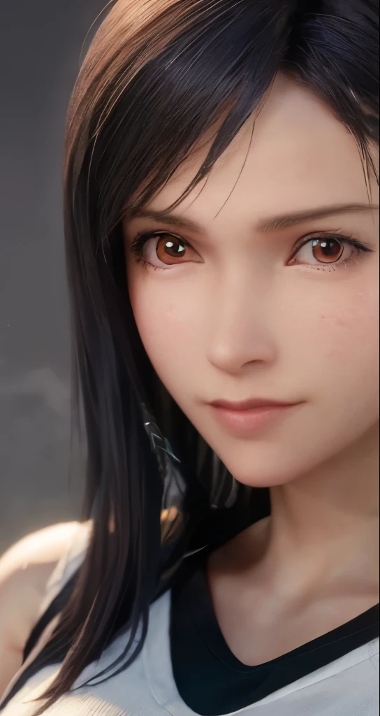 (photograph:1.2)、(photorealistic:1.3)、(masterpiece:1.3)、(Highest image quality:1.4)、超High resolution、(detailed eyes)、(detailed facial features)、(Detailed garment features)、8K resolution、solo focus、30 year old mature woman、small face、No makeup、detailed beauty eyes、bangs、dark brown hair、short cut hair、(realistic skin)、beautiful skin、Charm、超High resolution、Super realistic、High resolution、Camisa Blanca Aberta、middle shake、small breasts、bust B cup、、cool beauty、gray background、