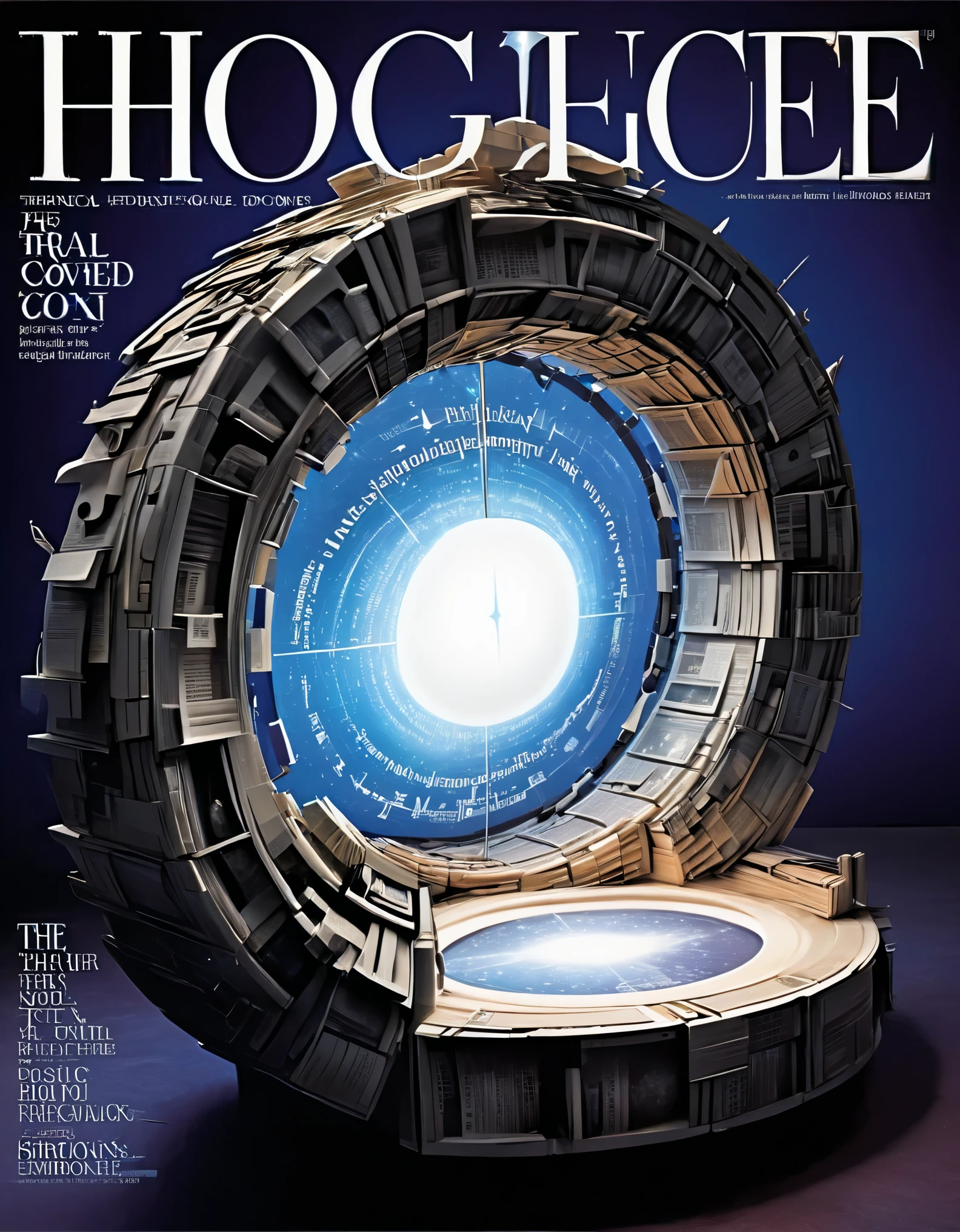 Magical magazine cover design, unique and eye-catching black and white fonts and magical runes in the form of inlaid in the borders of the cover, (in the middle of a holographic three-dimensional display on the man is broadcasting the news), the action is vivid and realistic, the magazine's title, "Magical Sightings," inspired by the movie Harry Potter in the magical newspaper, emitting a faint magical light,