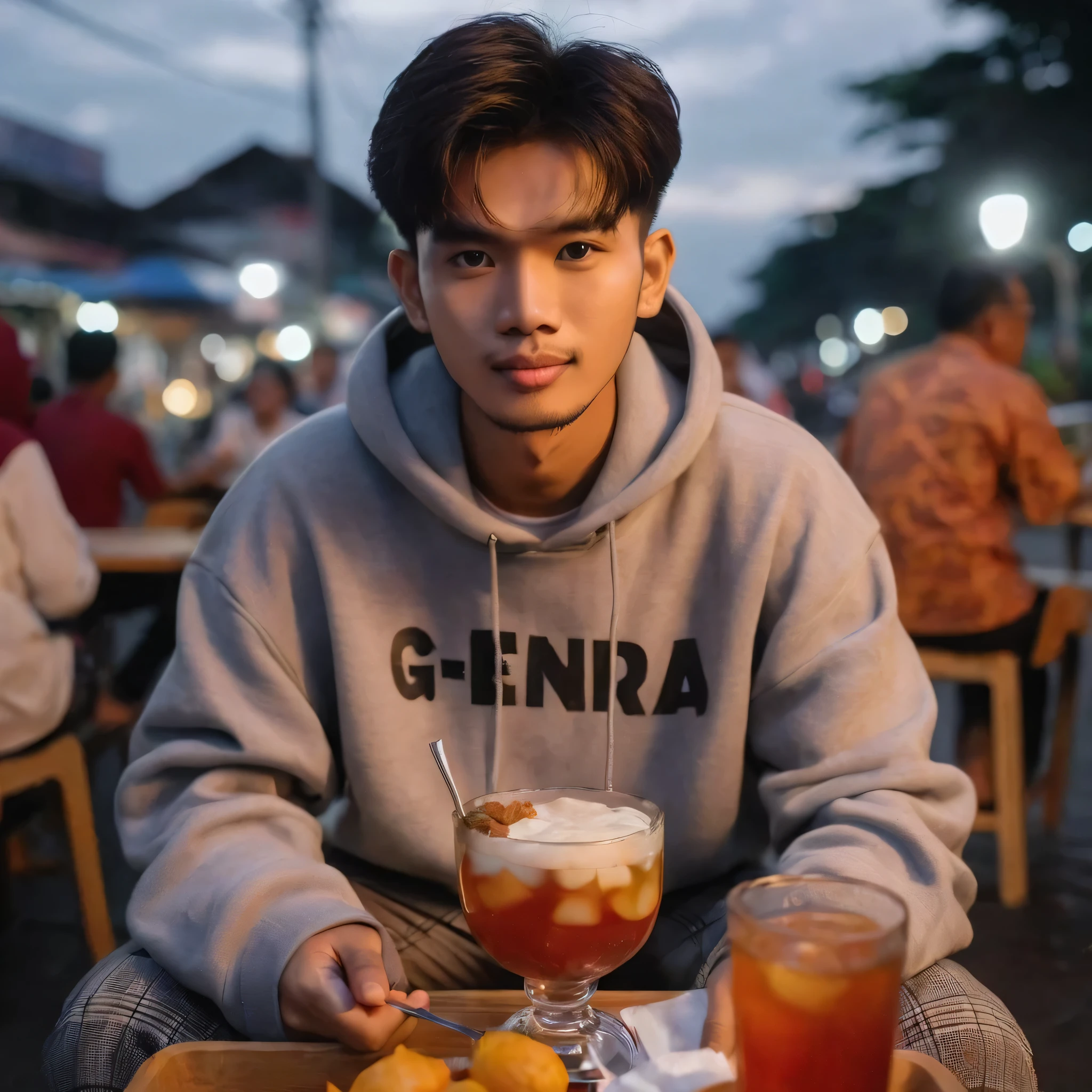 A boy holding wine glass
