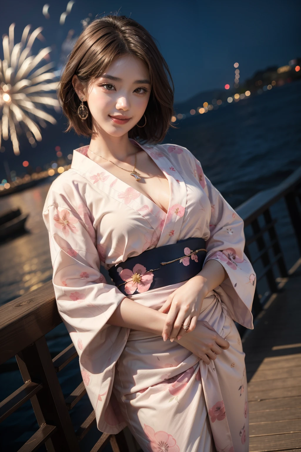 Watch the fireworks display、Girl in yukata
