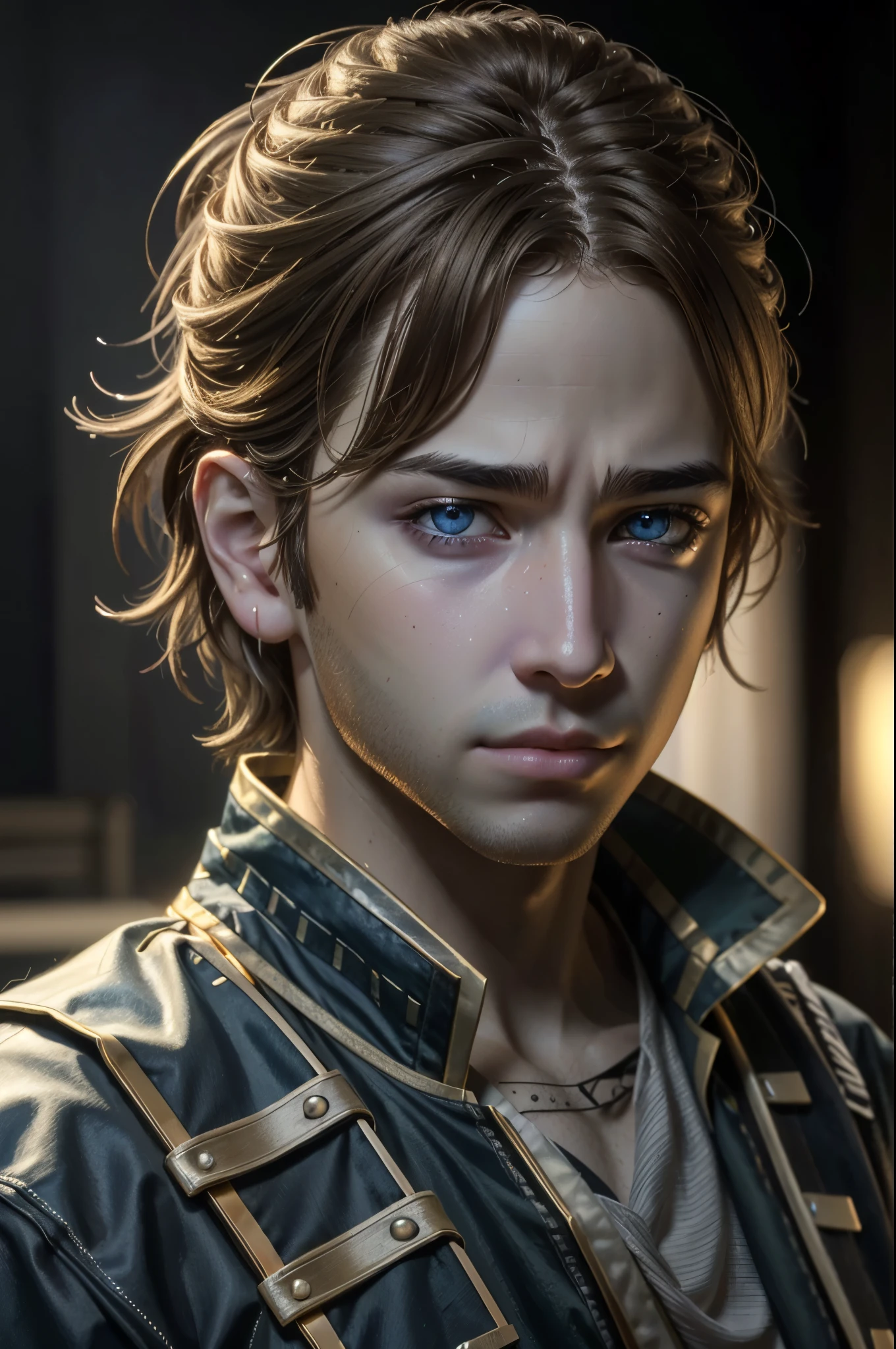 (best quality,4k,8k,highres,masterpiece:1.2),ultra-detailed,(realistic,photorealistic,photo-realistic:1.37),HDR,UHD,studio lighting,ultra-fine painting,sharp focus,physically-based rendering,extreme detail description,professional,vivid colors,bokeh,portraits,
(young:1.1),(human:1.1),(male:2),thief, left eye green, right eye blue,brown hair, portraitshot