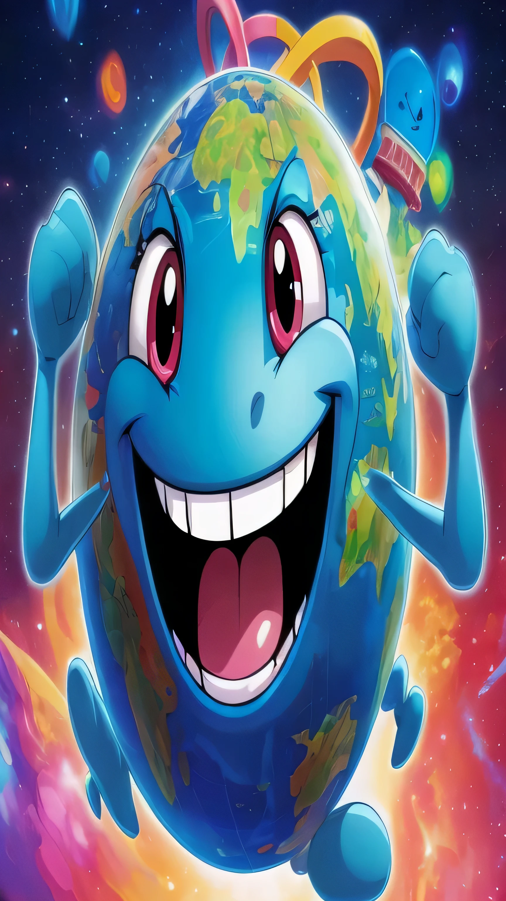 cartoon image of smiling earth with arms and legs raised up, official artwork, Blue Planet still, splash art brawlstars, advertising art, The Wonderful World of Gumball, Strange Planet, Year 3000, Year 3 0 0 0, promo art, Blue Planet, avatar image, Box-art, space jammers, official art