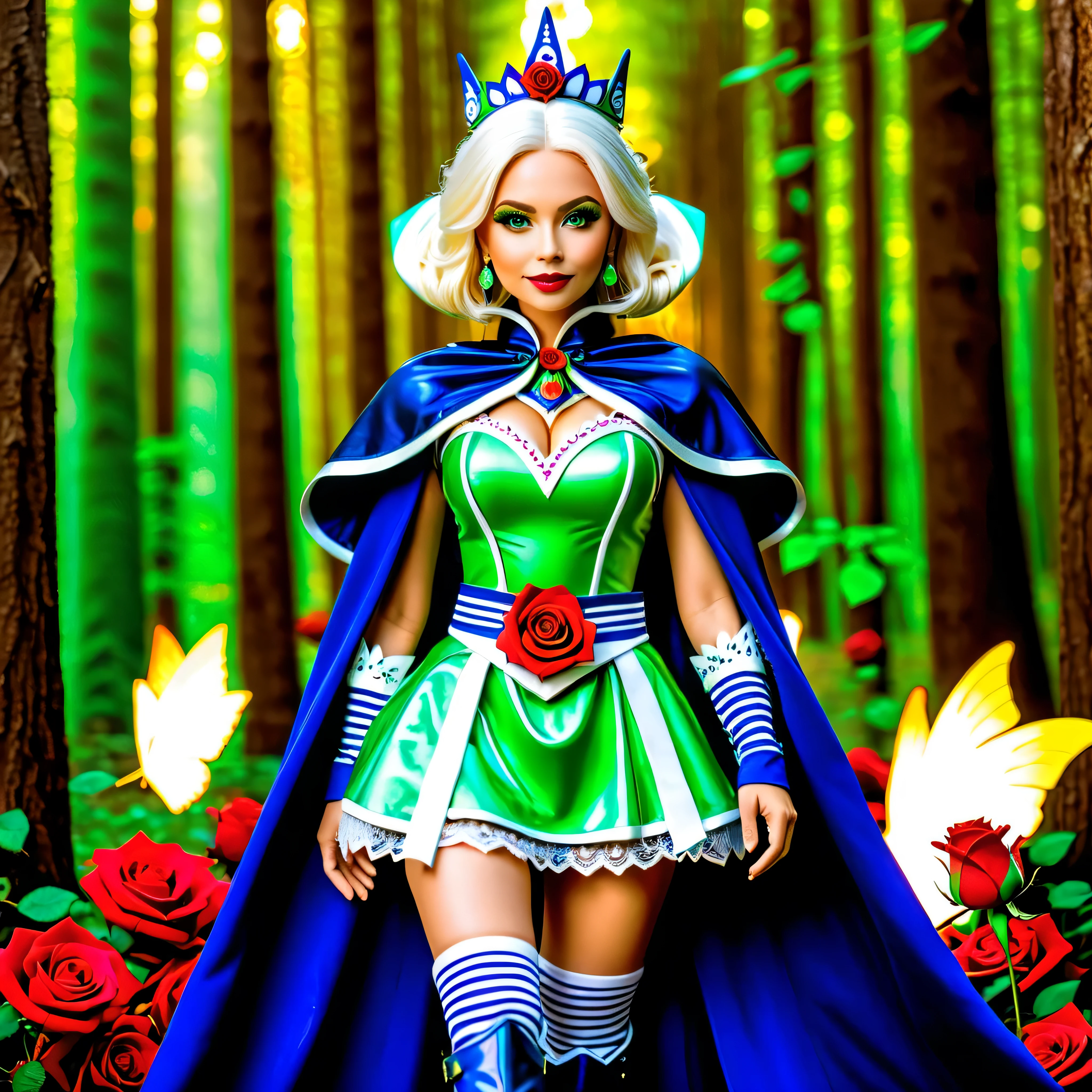 Magazine Cover, (frieren) and (Deedlit) walking through the forest, (full body view), (frieren has twintais, white hair, green epiceyes, pointy ears, wears white capelet, striped shirt, long sleeves, belt, skirt, black pantyhose, boots, earrings), (deedlit has long yellow hair, green eyes, pointy ears, wears short green dress, short sleeves, tiara, dark blue breastplate armor, dark blue pauldrons, dark blue cape, belt, bootasterpiece, best quality, HDR, UHD)), epic beautiful realistic Puppetess elegant princess natural scepter fullbody "Sceptor of Domination" Tabernacle, gorgeous puppeteer bridaldress Lys perfect symmetrical meticulously intricate fleuraison "Dia de los Muertos" rose, epic pupper-Mistress stunning clean figurine rossdraws puppet dream artgerm digital vibrant DSLR colorful hyper HDR epic UHD tmasterpiece extremely detailed ultra_high-resolution ultra_high-definition ultra_high-quality saturate reflection, varies multi etc. --v6 --s1000 --c20 --q5 --chaos100