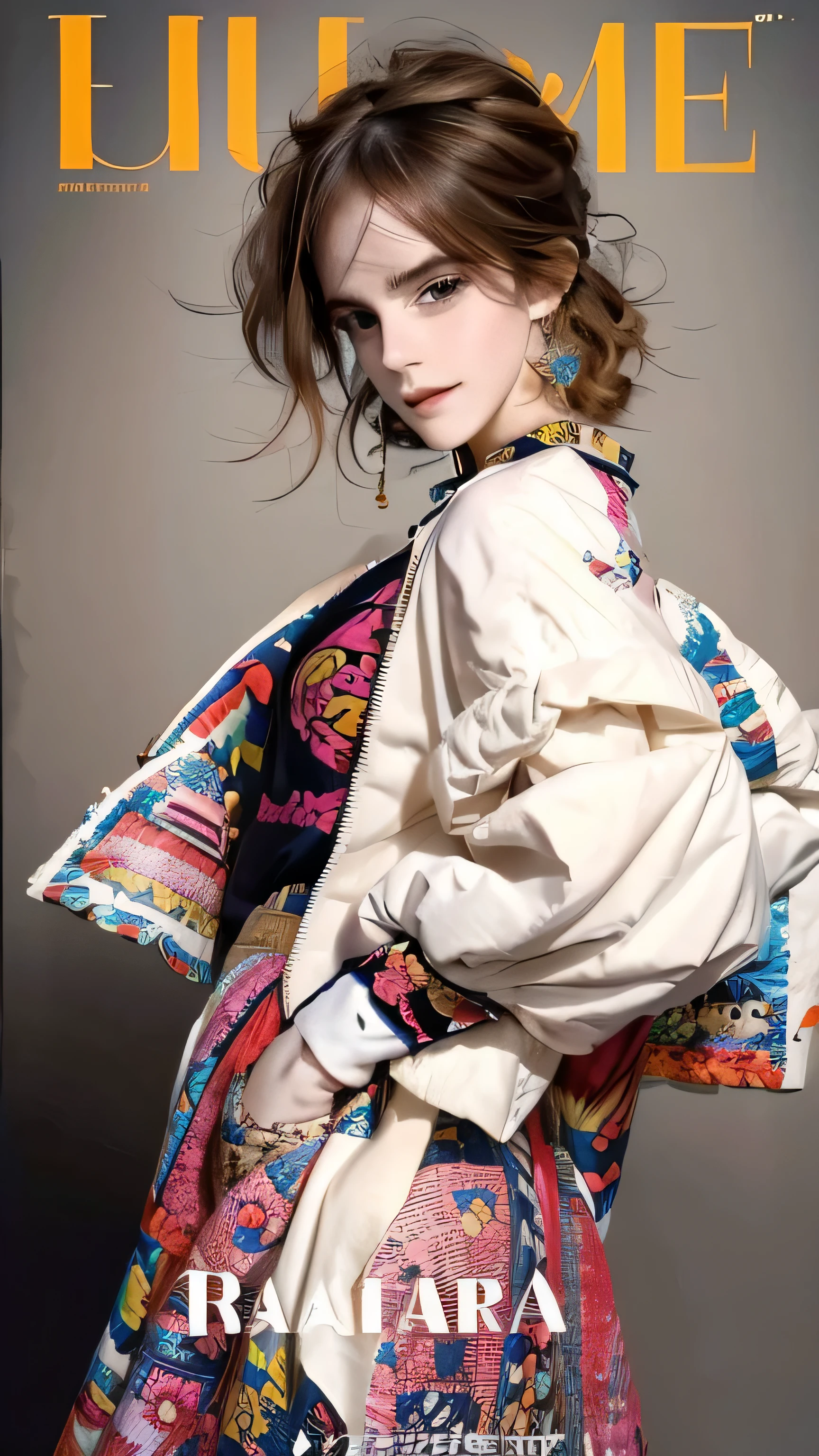 Fille en robe faite de magazine, robe de magazine, robe en papier.  best quality, 16k, chef-d&#39;artwork: 1.2, Ultra-detailed, Realistic: 1.37.