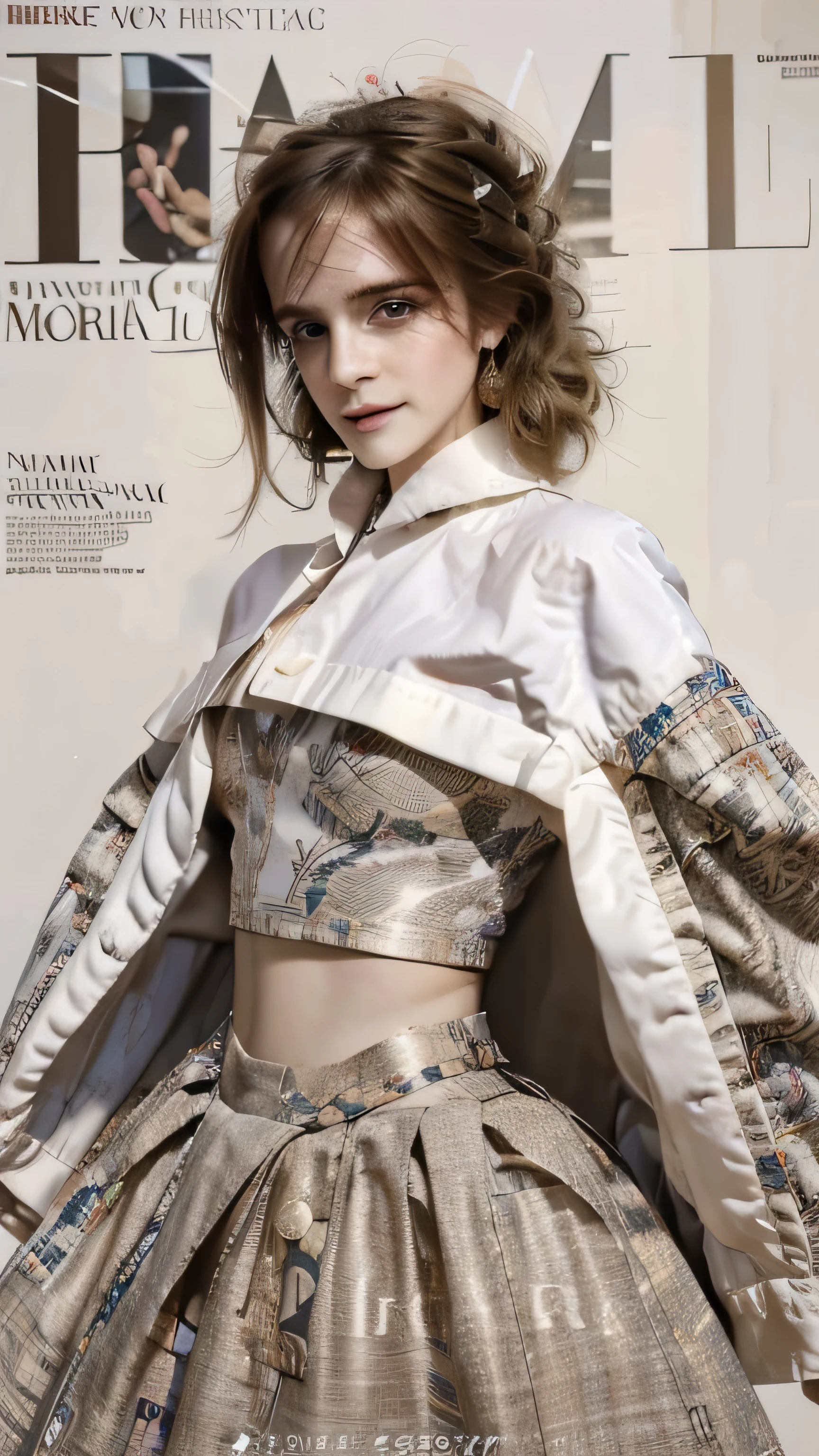 Fille en robe faite de magazine, robe de magazine, robe en papier.  best quality, 16k, chef-d&#39;artwork: 1.2, Ultra-detailed, Realistic: 1.37.
