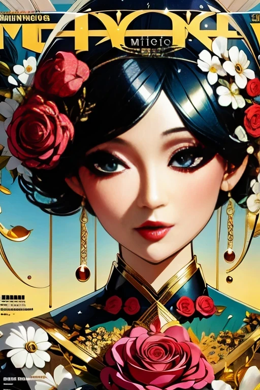 (magazine cover:1.5),ulzzang-6500, (actual: 1.3) (original: 1.2), Beautiful fantasy world with flowers, Dream, surreal, Artstation Hot Topics