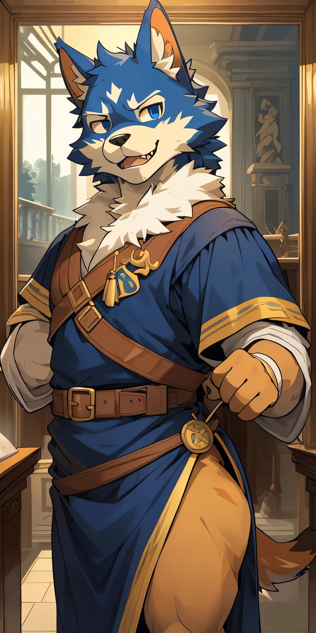 top quality, best quality, High-quality illustrations by Michelangelo, by Johannes Vermeer, masterpiece, super high resolution, detailed background, Courtroom, judge, movie poster(highly detailed beautiful face and eyes)absurdres, perfect anatomy(handsome 1boy, kemono, solo focus, lawyer, suit)(furry)(furry anthro:1.7)(Furry body, dog facial features, dog body features)(very detailed body fur)full body, extending arm to point, shining lawyer's badge, confident expression,