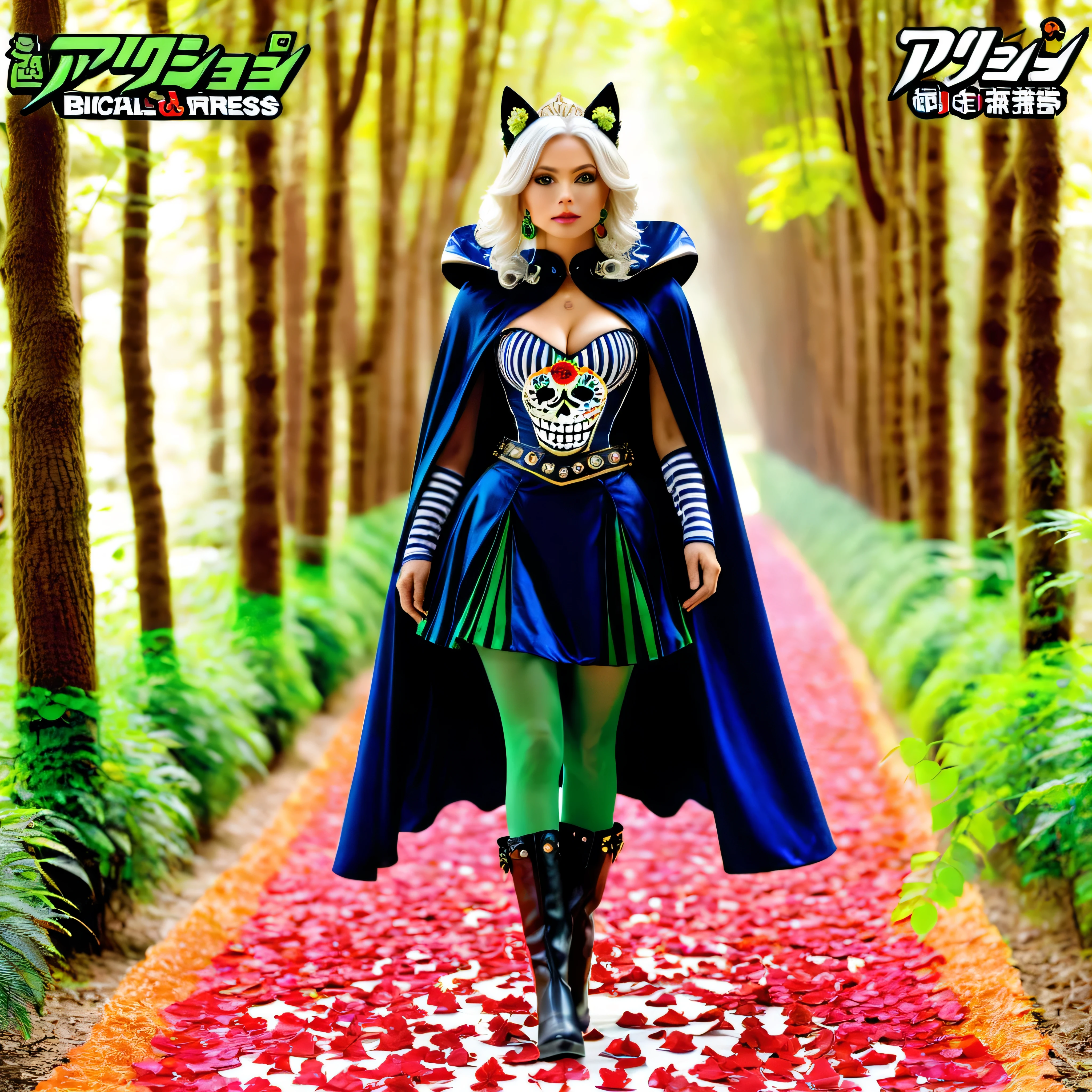 (magazine cover) ❤, (frieren) and (Deedlit) walking through the forest, (full body view), (frieren has twintais, white hair, green epiceyes, pointy ears, wears white capelet, striped shirt, long sleeves, belt, skirt, black pantyhose, boots, earrings), (deedlit has long yellow hair, green eyes, pointy ears, wears short green dress, short sleeves, tiara, dark blue breastplate armor, dark blue pauldrons, dark blue cape, belt, bootasterpiece, max best quality, HDR, UHD), epic beautiful realistic Puppetess elegant princess natural scepter fullbody "Sceptor of Domination" Tabernacle, gorgeous puppeteer bridaldress Lys extremely perfect symmetrical meticulously intricate micro ultra_high-details fleuraison "Dia de los Muertos" rose, epic pupper-Mistress stunning clean figurine rossdraws puppet dream artgerm digital vibrant DSLR colorful epic tmasterpiece ultra_high-resolution ultra_high-definition ultra_high-quality saturate reflection, varies multi etc. --v6 --s1000 --c20 --q5 --chaos100