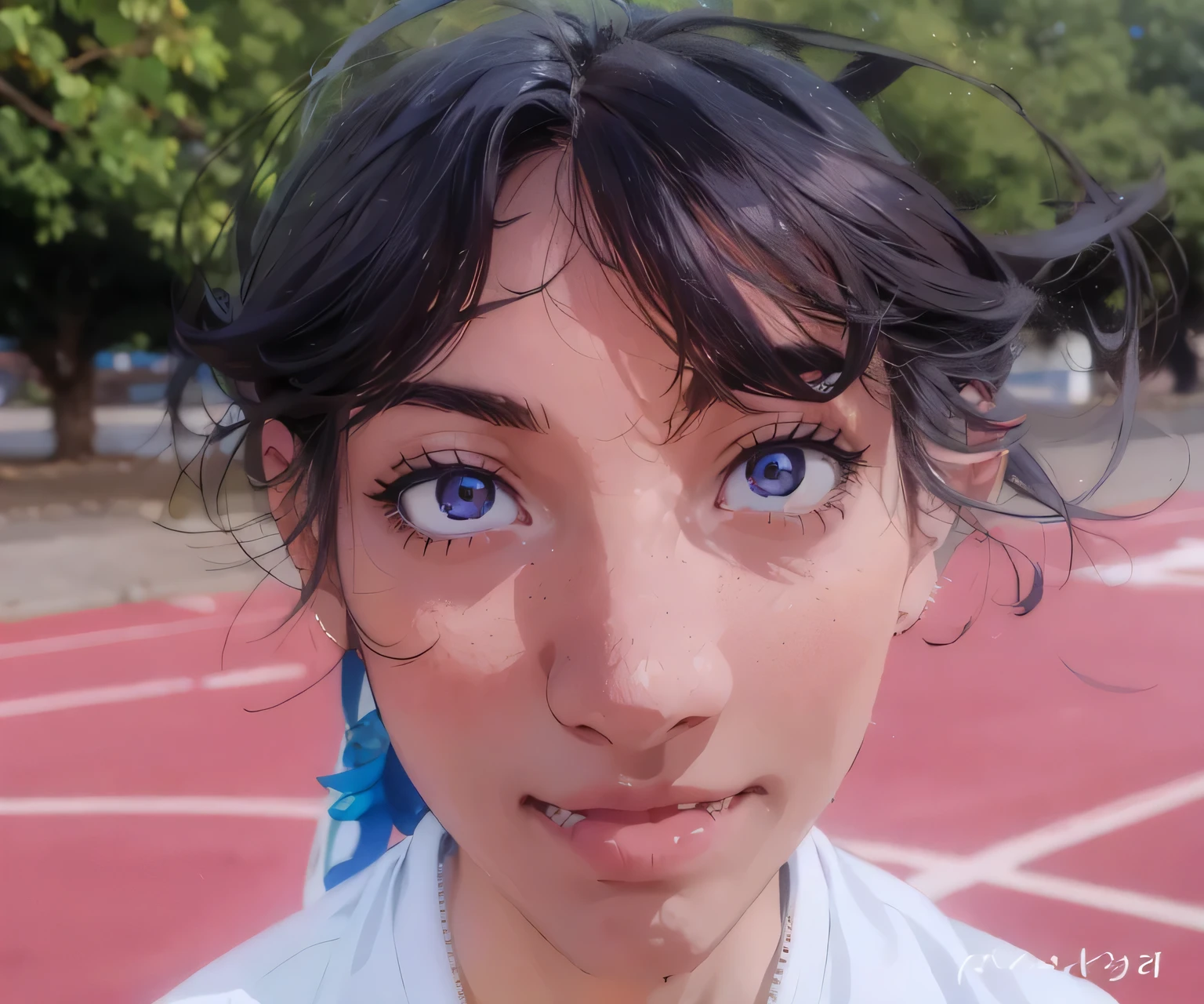 Chica linda, chica anime; transformar en chica anime, dibujo 2D, ojos azules