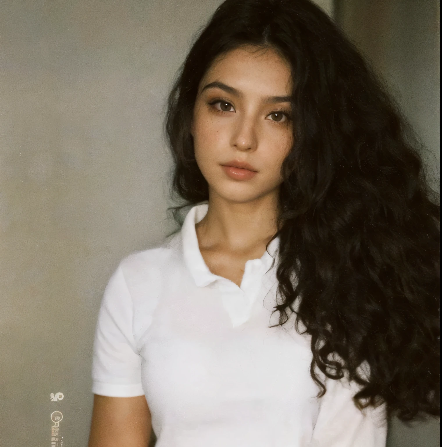 there is a woman with long black hair posing for a photo, with long encaracolado hair, encaracolado, jovem infp, black long encaracolado hair, parece a Laura Barriales, long black encaracolado hair, long encaracolado hair, no estilo de Petra Collins, long dark encaracolado hair, with long encaracolado, pele verde-oliva, foto de uma linda mulher, foto de jovem