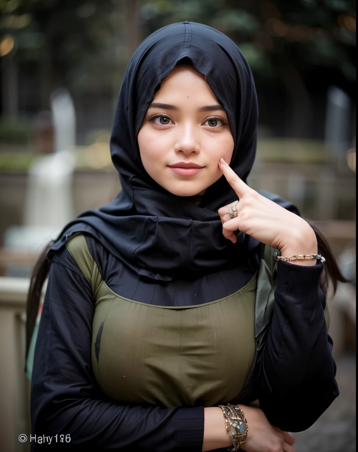 masterpiece, (ultra-high-definition portrait:1.4), Realistic, extremely detailed, CG unified, 8k, Clean lines, highly detailed, High-definition, raw color photos, she is smiling, Realistic portrait, Cinematic Light, Beautiful detailed, 1hijabgirl (indonesian:1.5), (165cm tall, big breasts with very very tight clothes:1.5), Beautiful big breasts, breasts details, very tight, (Biggorgeous eyes, Soft smile with lovely look:1.5), (Horny Face, gigantic breast:1.4), Close up of a girl in Beautiful clothes with errcted nipple, biggorgeous eyes, Soft smile, scarf, (Beautiful Tight Clothing with curvaceous body:2), pose 4 of 1 6, Undress, No bra, (nipples that are clearly sticking out detail:1.2), Outdoors, high intricate detailed, float, cum on, Sense of truth, beautiful landscape forest, sexy lighting,