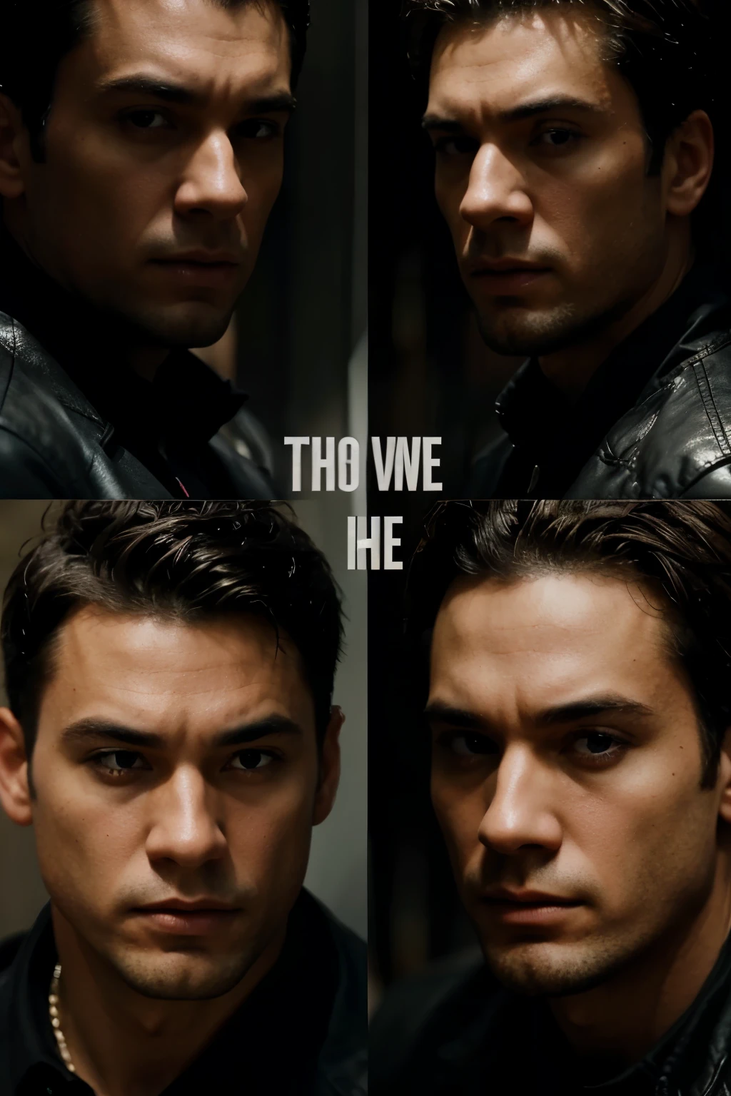 create a movie cover with two men confronted each other
