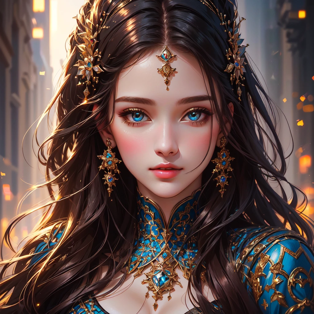 A girl with beautiful face and detailed features, such as detailed eyes and detailed lips, in a portrait. The artwork is of the best quality, with ultra-detailed rendering and a realistic touch. The focus is on the girl's face, highlighting the depth and intricacy of her eyes. The image depicts a perverse femme vibe, with the concept artists incorporating sharp focus and vivid colors to create a captivating piece. The studio lighting adds depth and dimension to the artwork, enhancing the overall composition. The background features bokeh effects, adding a touch of dreaminess to the portrait.