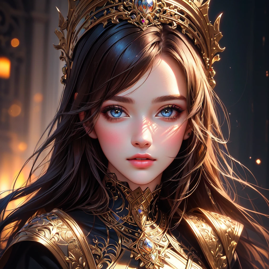 A girl with beautiful face and detailed features, such as detailed eyes and detailed lips, in a portrait. The artwork is of the best quality, with ultra-detailed rendering and a realistic touch. The focus is on the girl's face, highlighting the depth and intricacy of her eyes. The image depicts a perverse femme vibe, with the concept artists incorporating sharp focus and vivid colors to create a captivating piece. The studio lighting adds depth and dimension to the artwork, enhancing the overall composition. The background features bokeh effects, adding a touch of dreaminess to the portrait.