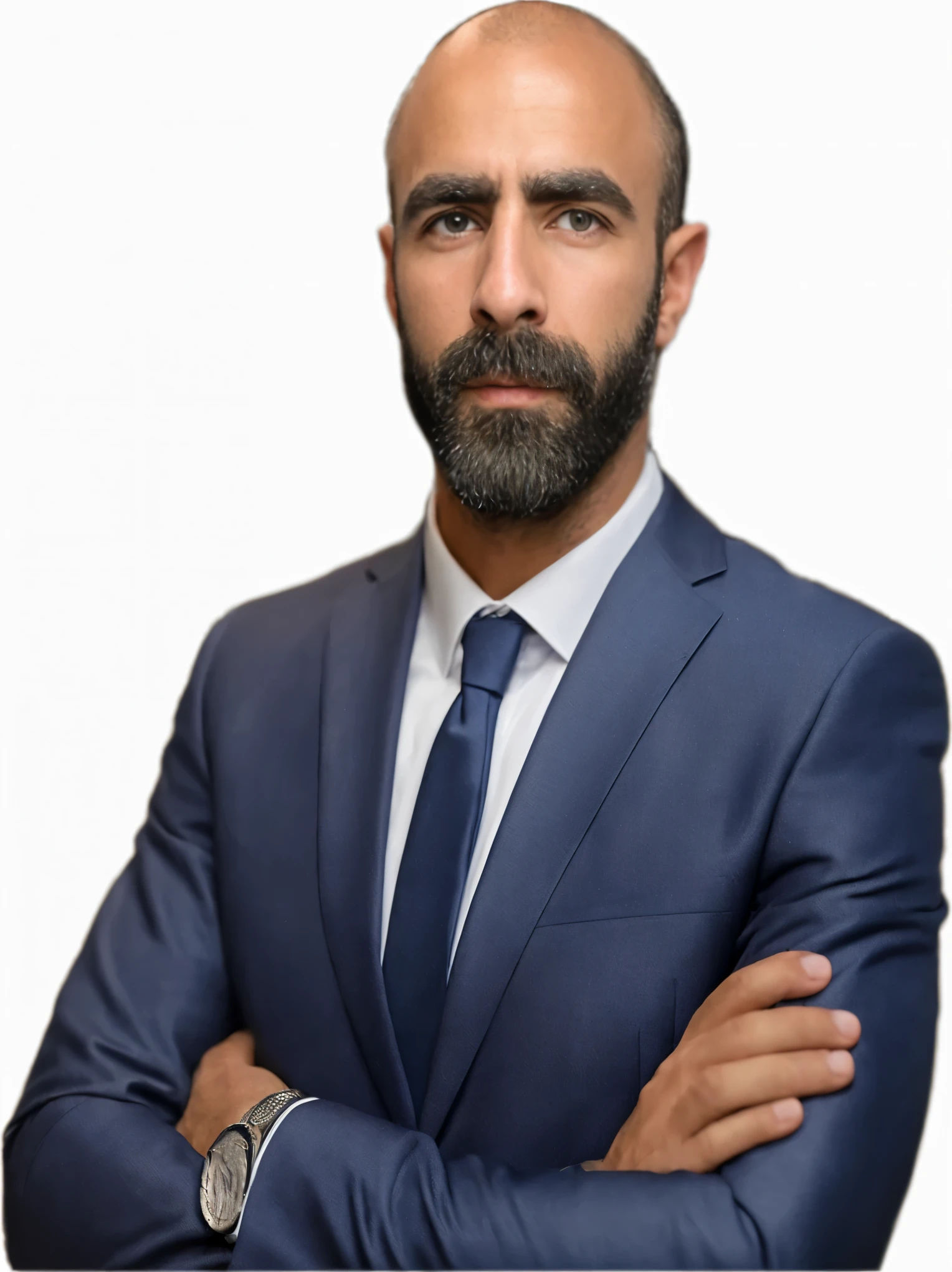 arafed man in a suit and tie with his arms crossed, professional profile picture, white background ,buissiness photoshoot ,