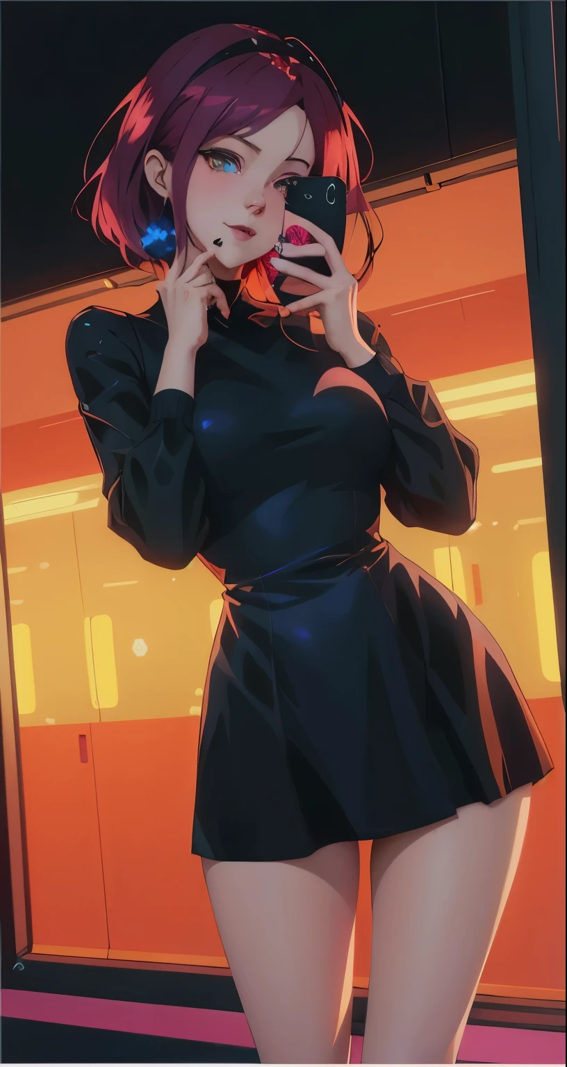 anime girl in a black dress talking on a cell phone, anime girl wearing a black dress, succubus in tight short dress, loish art style, loish |, lois van baarle and rossdraws, commission for high res, artstyle : ilya kuvshinov, in the art style of 8 0 s anime, cushart kenz, official fanart