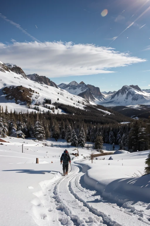 adventure in the snowy mountains 3D realistic
