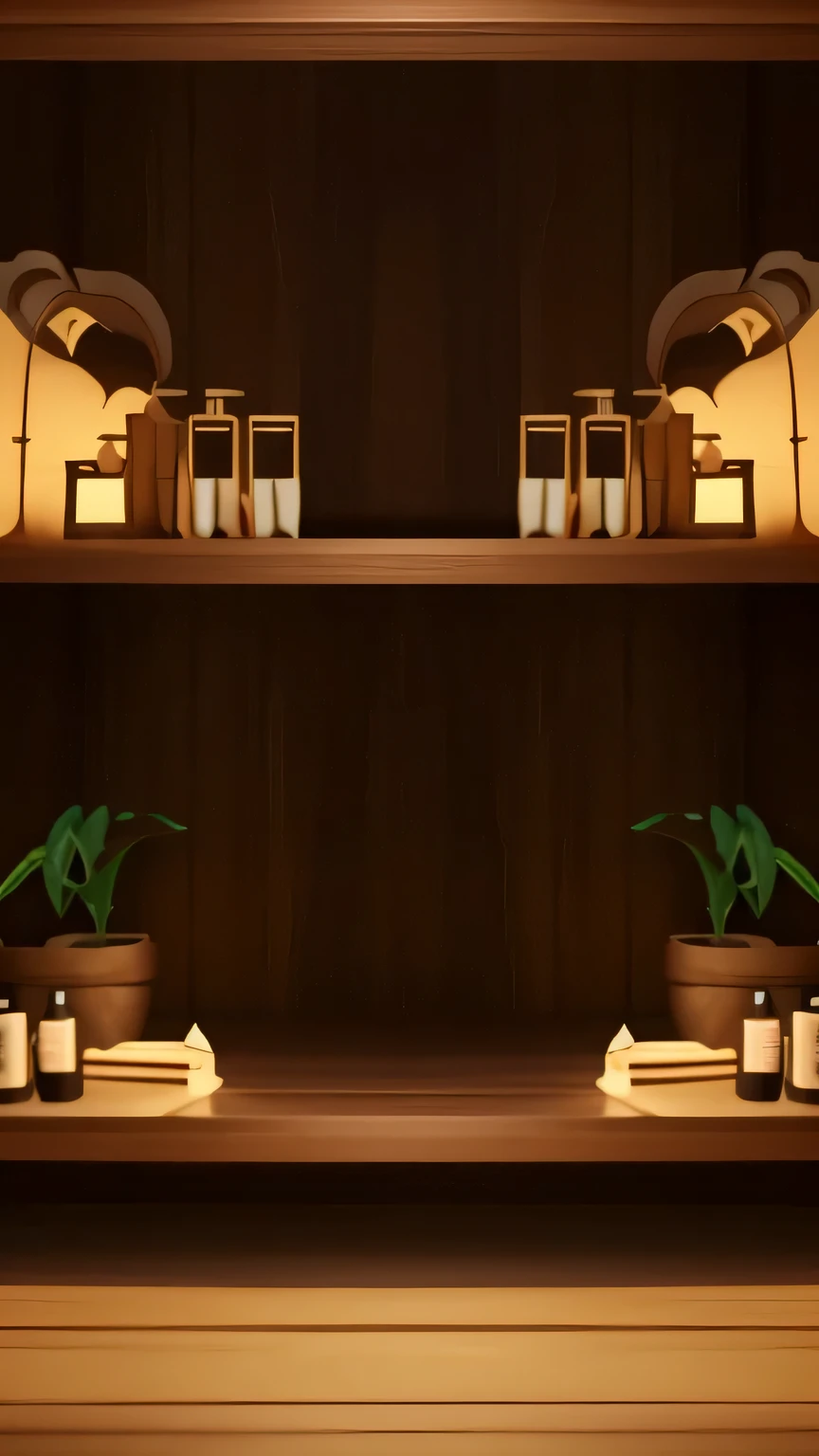 有两个shelf，There are plants and bottles on it, image pharmacist, pharmacist, vignette, background栏, 幕后background, Enter smoothly _ 的background, biophilia, 个人房间background, Sublime and comfortable atmosphere, heavy vignette!, video static, 办公室background, aesthetic shoot, background, ceremony, dark vignette, widescreen shooting, shelf