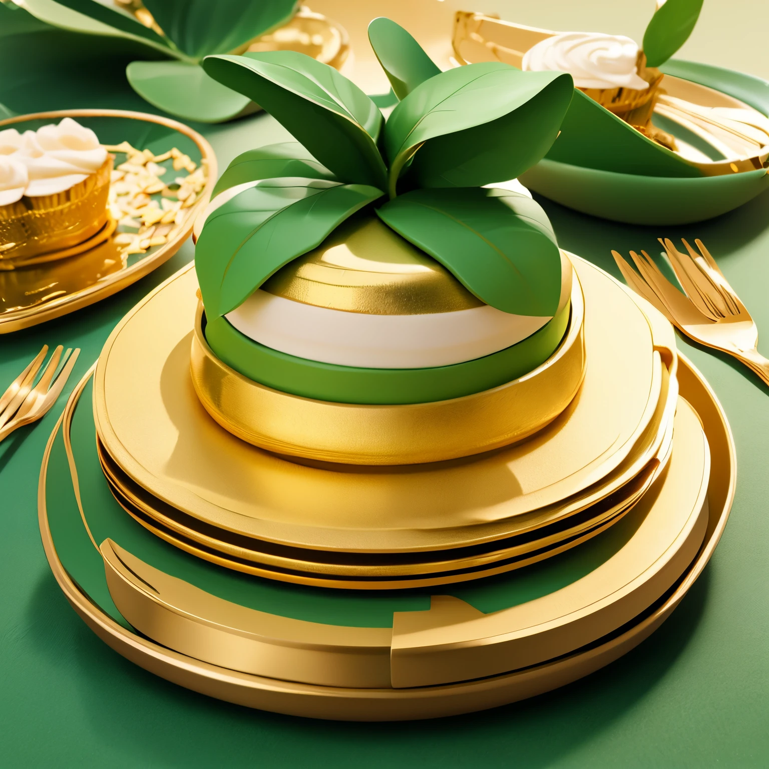 birthday invitation, minimalista, verde com dourado