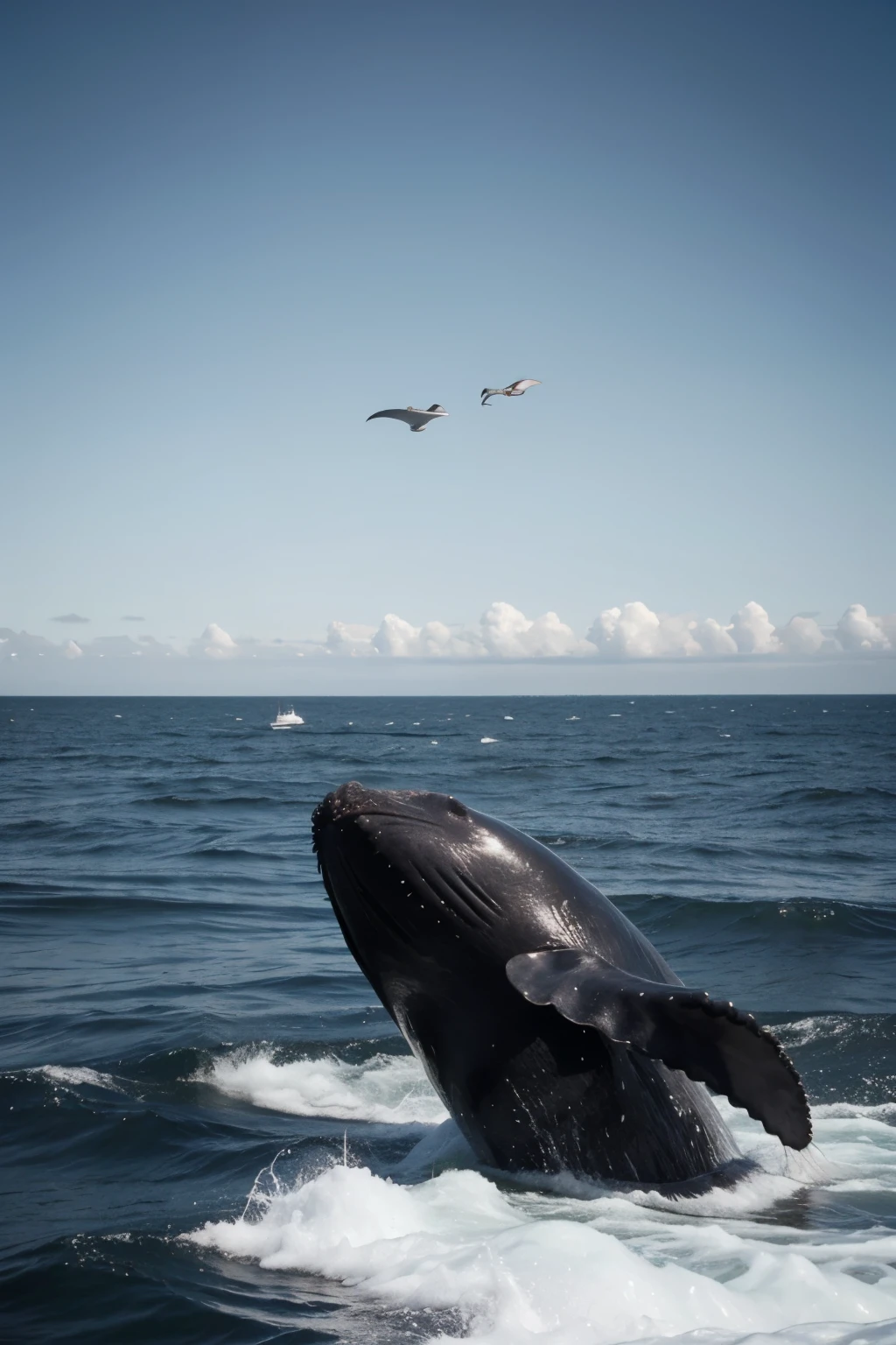 "several whales", "contrast"