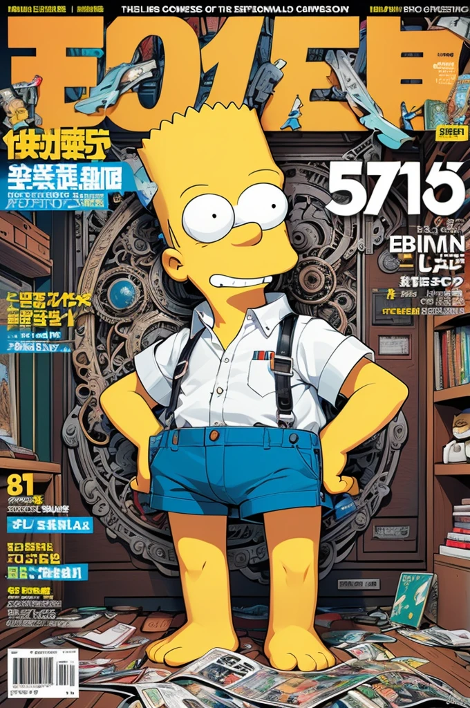 (magazine cover:1.4), best quality, masterpiece, very aesthetic, perfect composition, intricate details, ultra-detailed, Bart Simpson