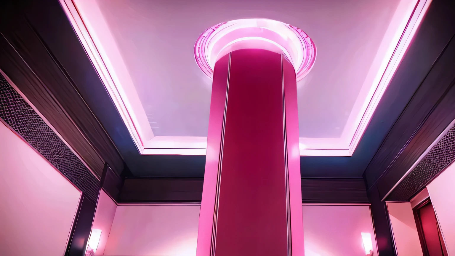 Floor-to-ceiling views no one hotel room pink lighting