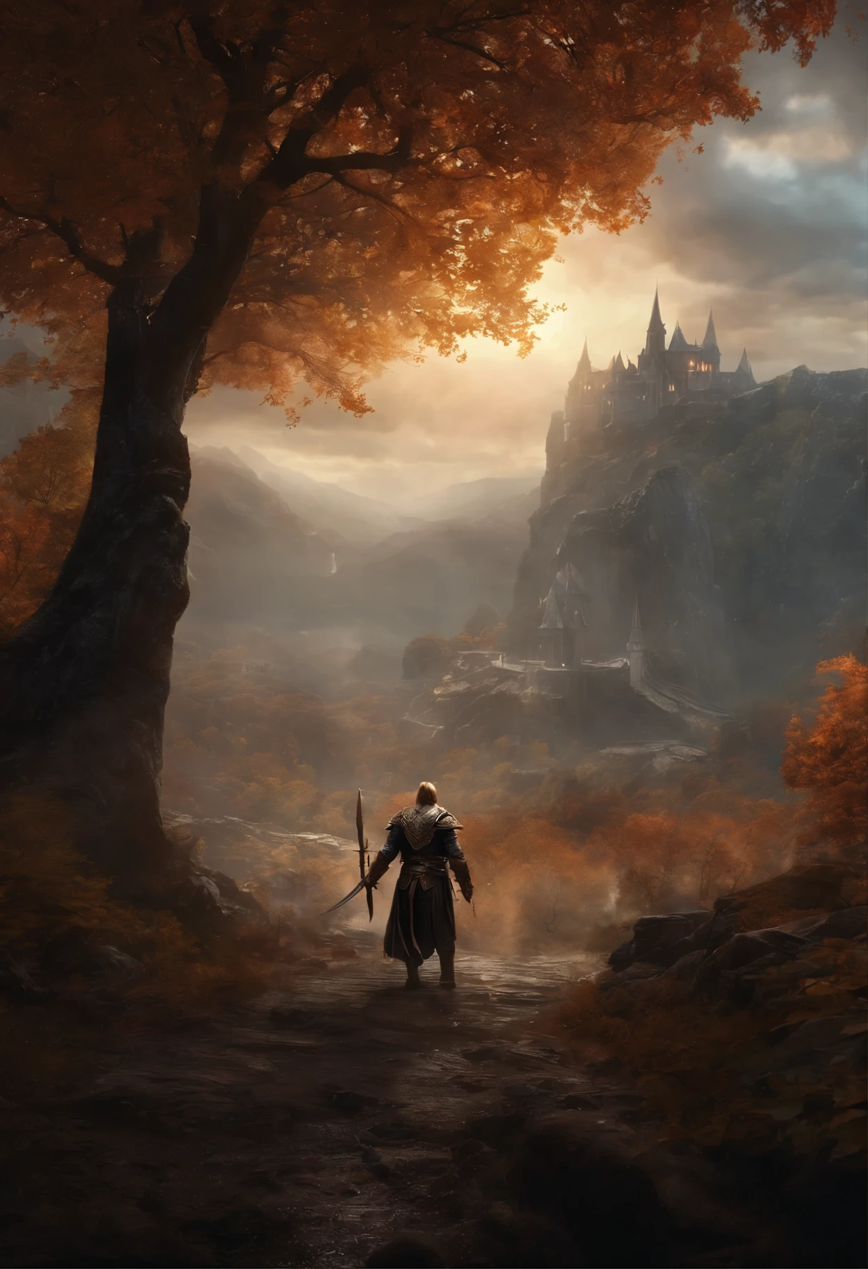 (best quality, highres, detailed:1.2), miniature, Elden Ring scenario, characters fighting, intense battle, dynamic poses, realistic lighting, atmospheric, fantasy landscape, epic clash, detailed armor, weapon effects, magical spells, dramatic composition, intense action, intricate details, dark and moody, vibrant colors, mystical aura
