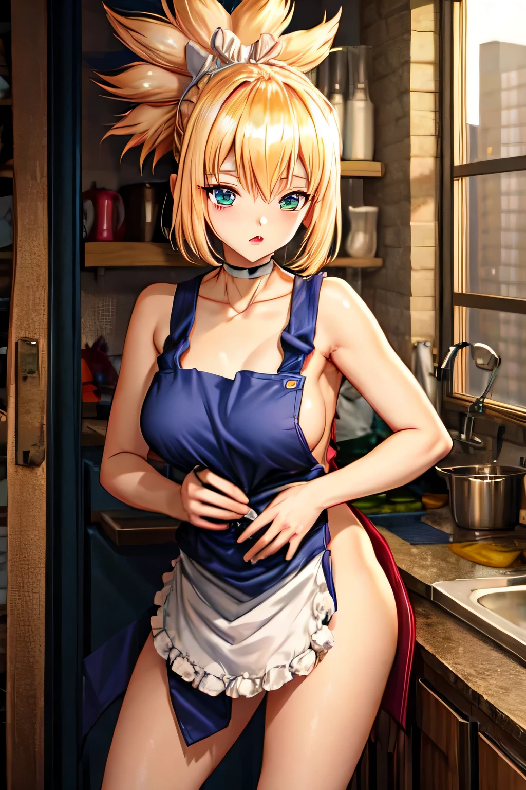 Kohaku is in a naked apron . NSFW