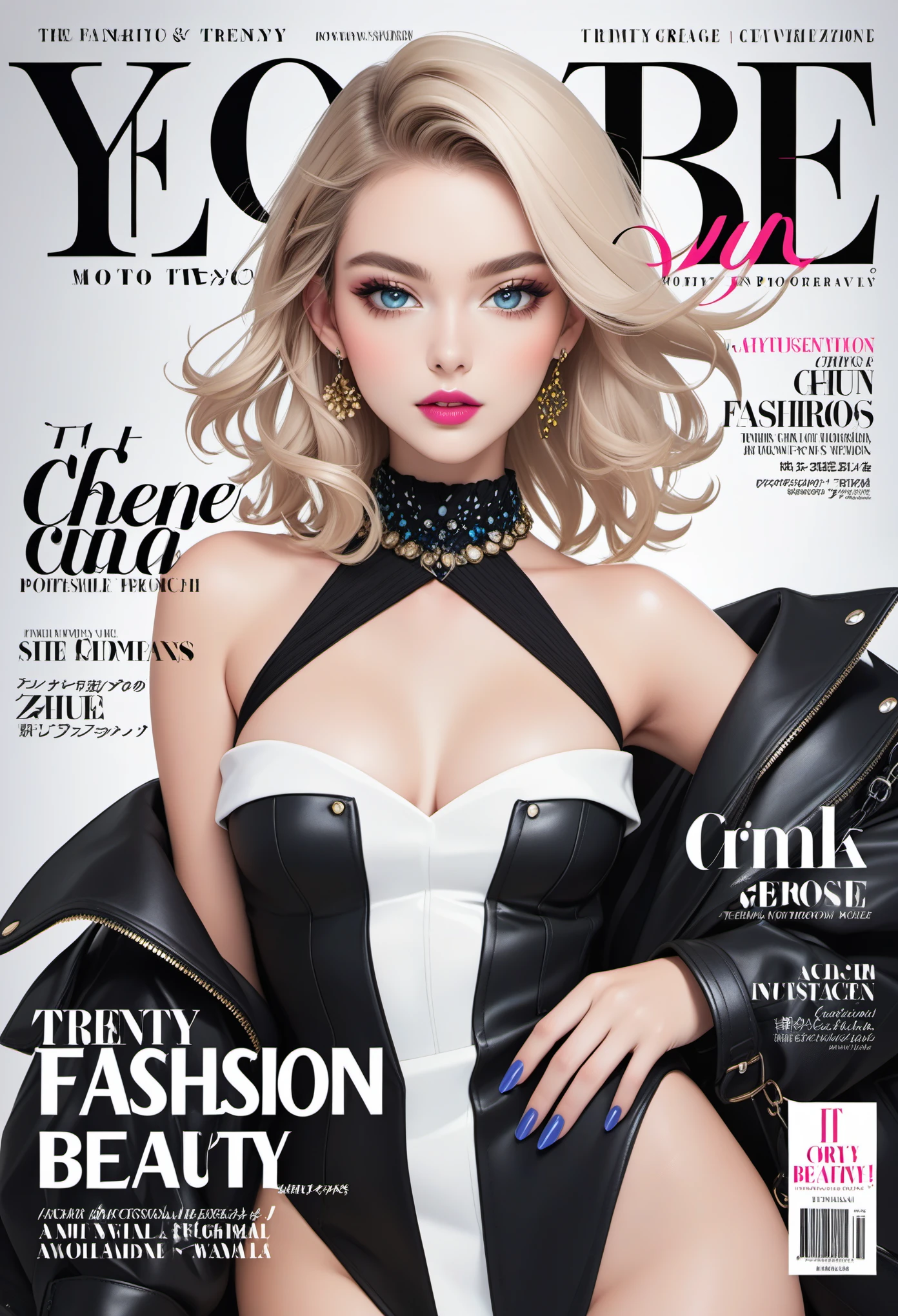 magazine cover,Fashion trendy beauty,Cover character,Fashion model,cover design,Trendy design,Professional photography,