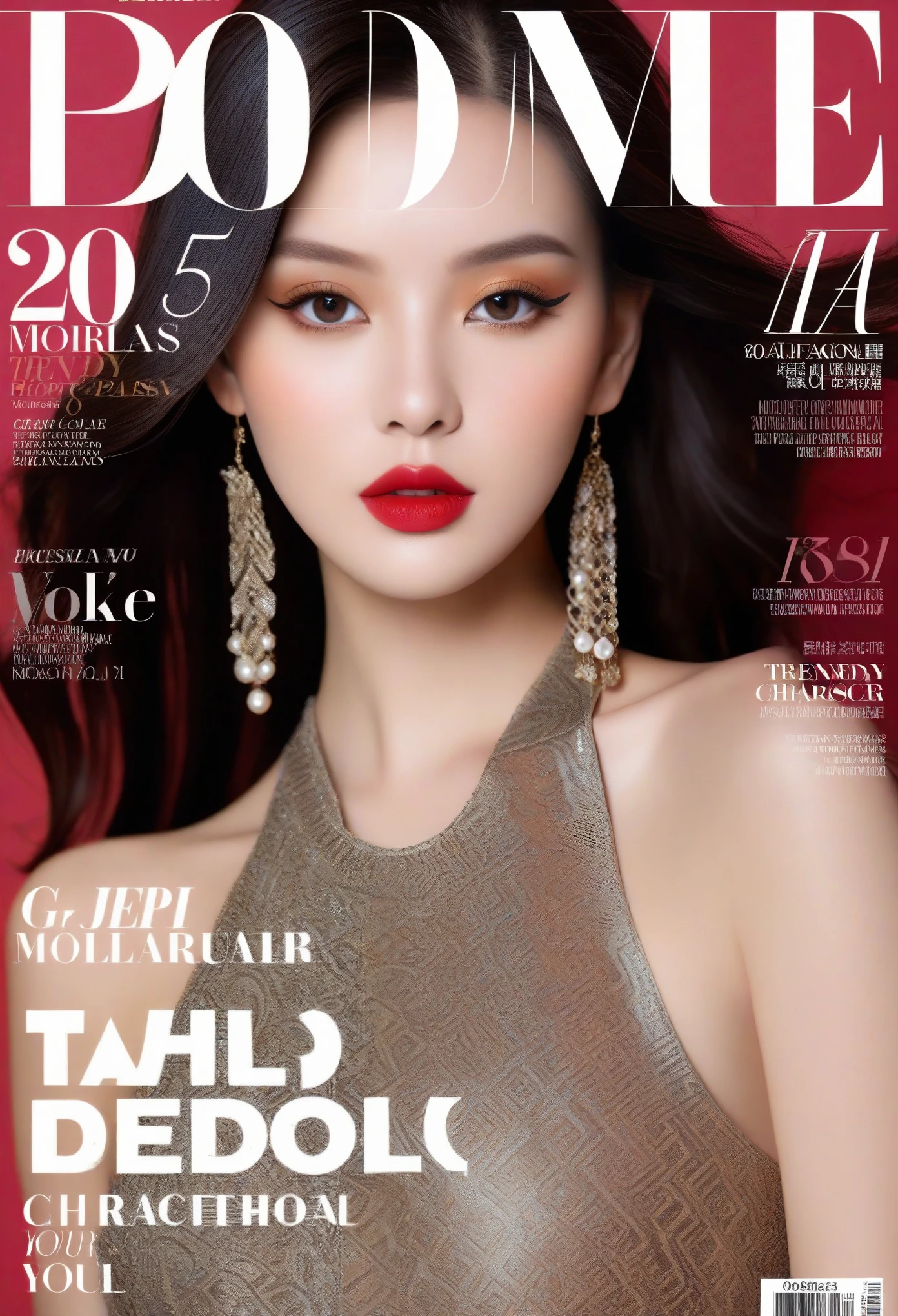 magazine cover，AI model,Fashion trendy beauty，Cover character，Fashion model，cover design，Trendy design，Professional photography，