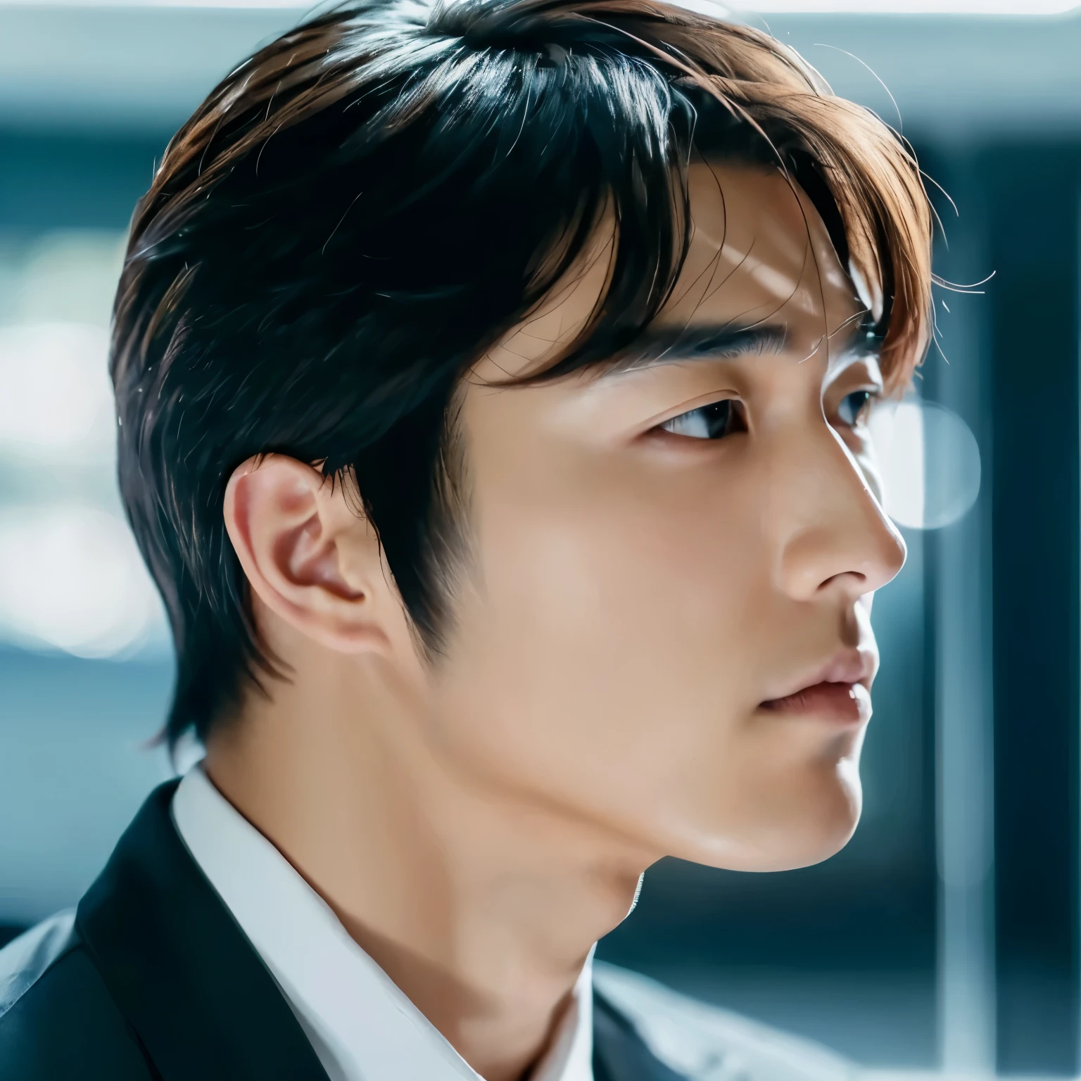 Complex, high detail, sharp focus, dramatic, Photorealistic pictorial art,Handsome guy,one-man,korean actor, (realistic:1.3), (masterpiece:1.2), (photorealistic:1.2), (highest quality), (fine skin:1.3), (Complex詳細),profile:1.5,Handsome guy