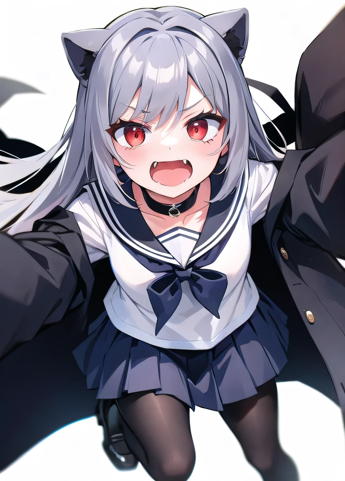 Young girl with grey hair, ((fringed and curly hair)),((curly short twintail)), curly hair ,(red eyes),, ((small bushy eyebrows)), wearing gothic lolita clothing, lolicon , to school, bored eyes, bored face, girl sucking penis cum bubbling out her mouth, in a street, girl giving a deepthroat blowjob to male, multiple vignettes
