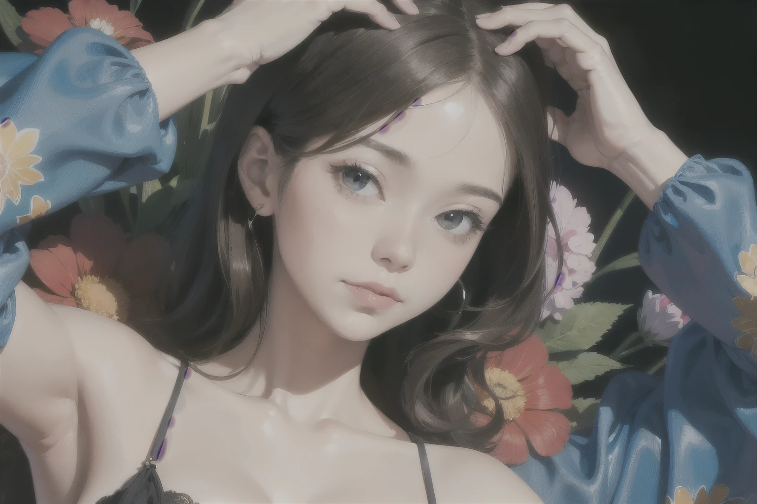absurdres, highres, (ung woman:1.3),brown hair,
BREAK
best quality, masterpiece,(photorealistic:1.4), RAW photo
BREAK
, Design a beautiful silk painting, with delicate brushstrokes, vibrant colors, and a sense of flow and movement.