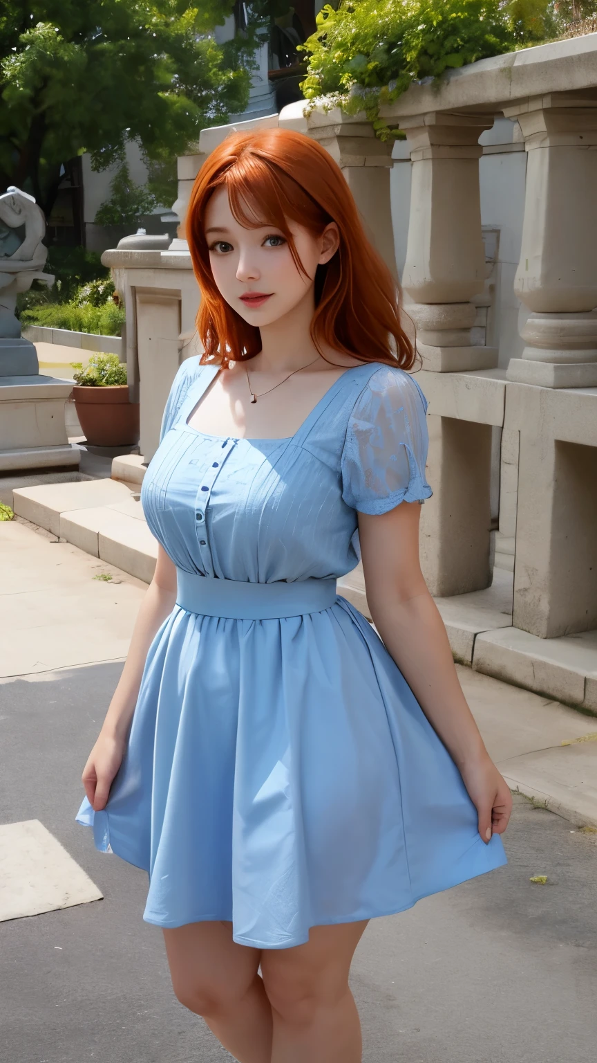 Young girl, huge ass, wide hips, dress, ginger hair 