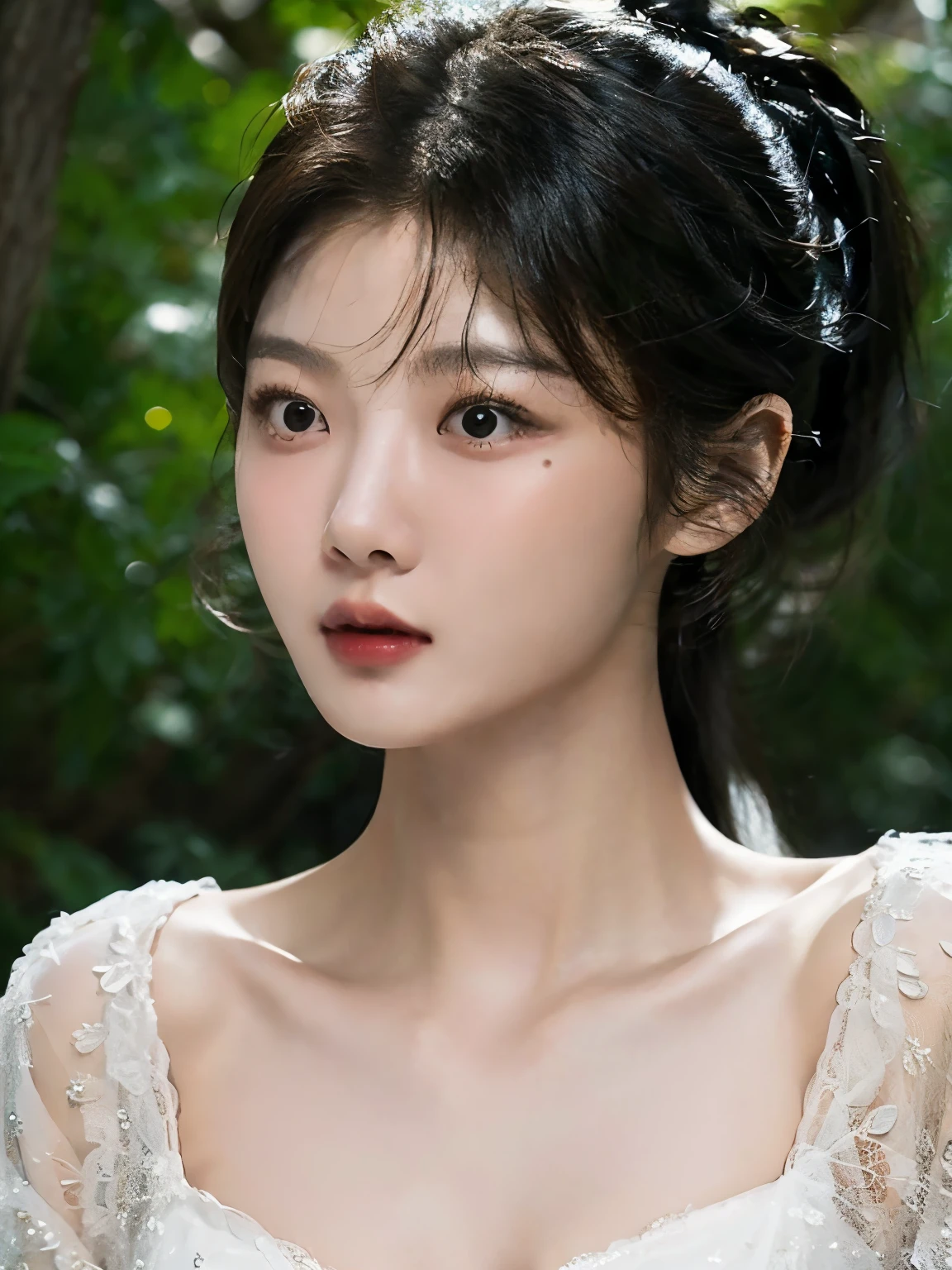 girlfriend, The most beautiful Korean girl the world has ever seen., collarbone, Breast mound, bridal dress, ponytail