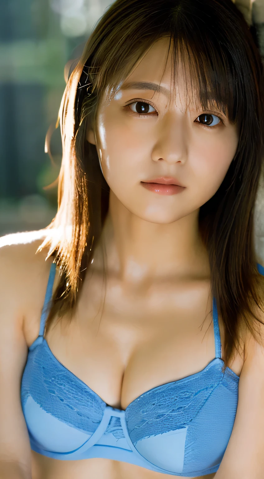 (photorealistic:1.4),highest quality,realistic, masterpiece, very delicate and beautiful, cg,very detailed ,High resolution, very detailed, 1 girl, Tifa_lock heart,beautiful detailed girl,full body, realistic,, detailed and beautiful eyes, light shines on your face, cinematic lighting,Upper body、Blue striped bra、